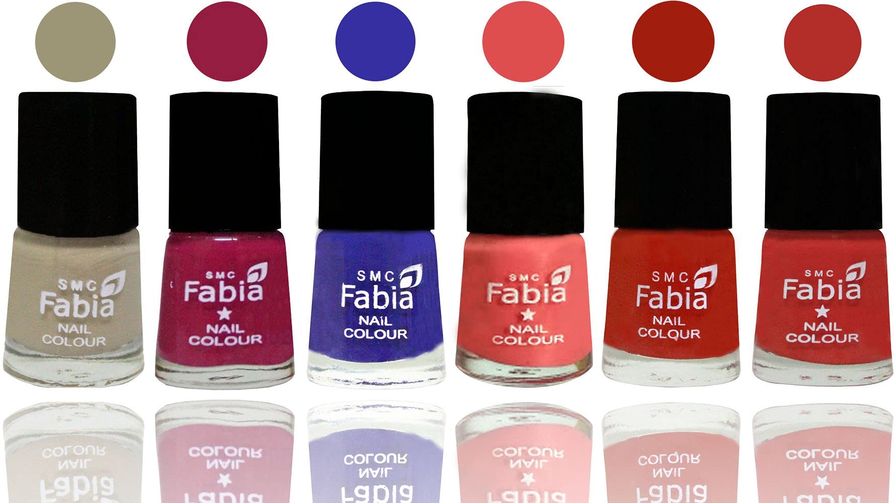 SMC Fabia Shine Bright Glossy Nail Polish Set - 6 Vibrant Colors, Long Lasting & Chip Resistant Nail Paint Kit (02491) - Perfect for Manicures, Pedicures, Nail Art & Special Occasions