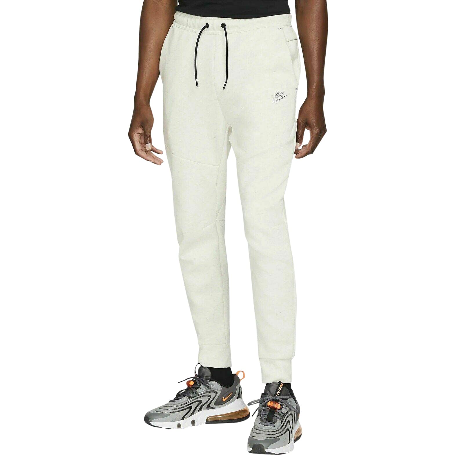 Nike Men's Tech Fleece Joggers - White/Heather Grey Sweatpants for Running, Gym & Casual Wear