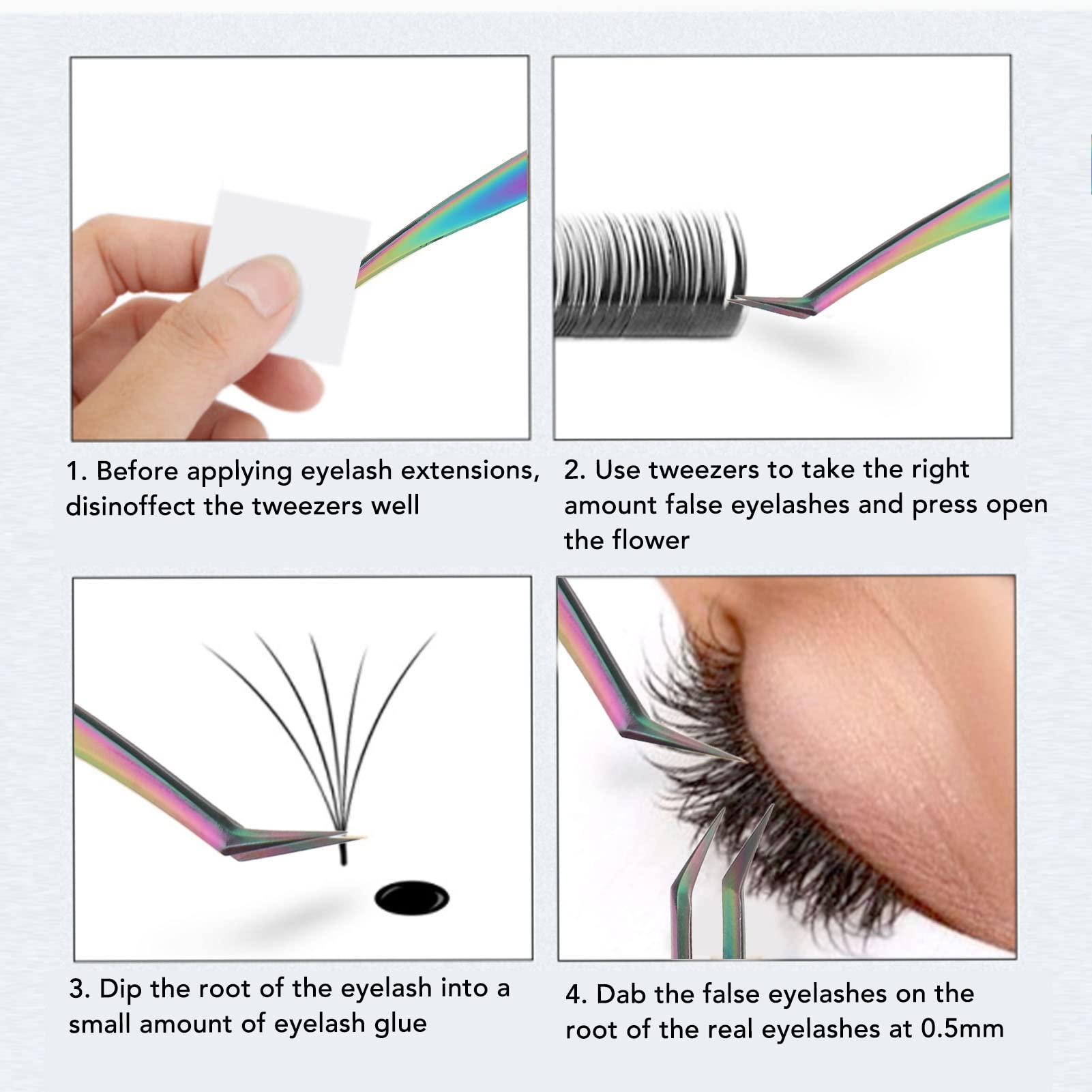 Professional Stainless Steel Eyelash Extension Tweezers - Comfortable Grip, Lightweight & Durable for False Lashes - Perfect for Salon & Home Use (Long Oblique Tweezer)