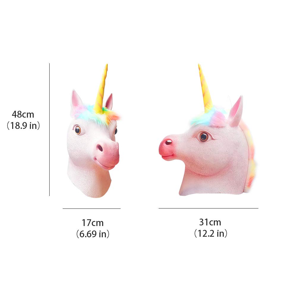 PartyHop - Unicorn Mask for Halloween & Cosplay - Rainbow Pink Animal Costume for Adults & Kids - Perfect for Costume Parties, Dress-Up, and Festive Celebrations