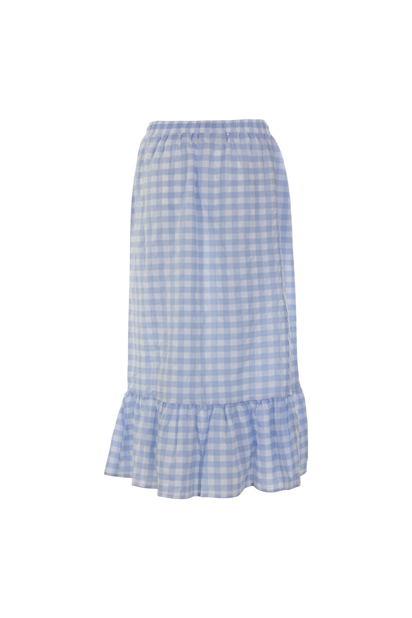 Stylish Gingham Skirt with Hem Frill - Sky/White Big Check Pattern 4077AR | Perfect for Summer Outfits, Beach Vacations & Casual Wear