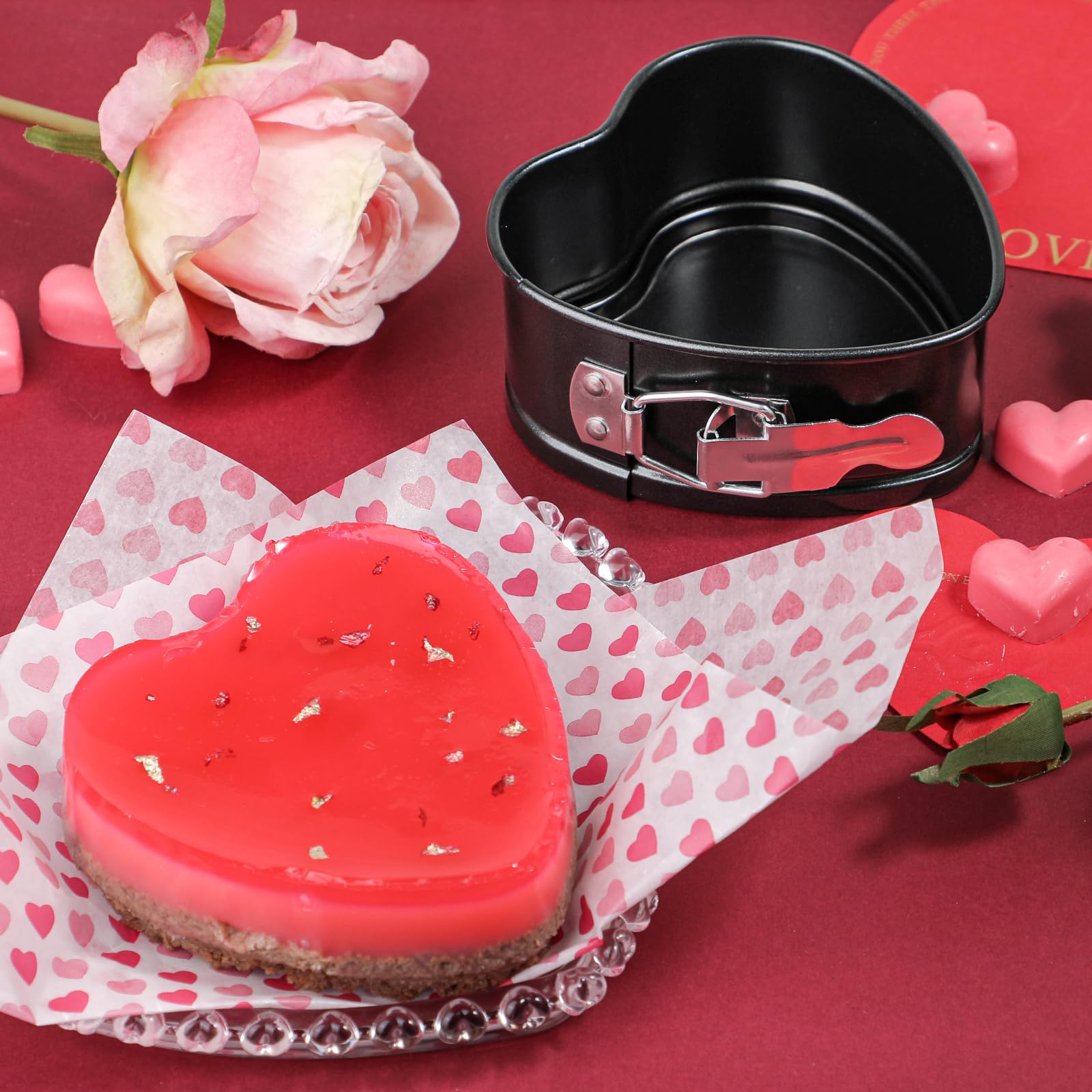 Heart Shaped Springform Pan Set of 2 - 4 Inch Mini Cheesecake Baking Molds for Oven, Air Fryer & Instant Pot - Perfect for Valentine's Day, Anniversaries & Romantic Desserts