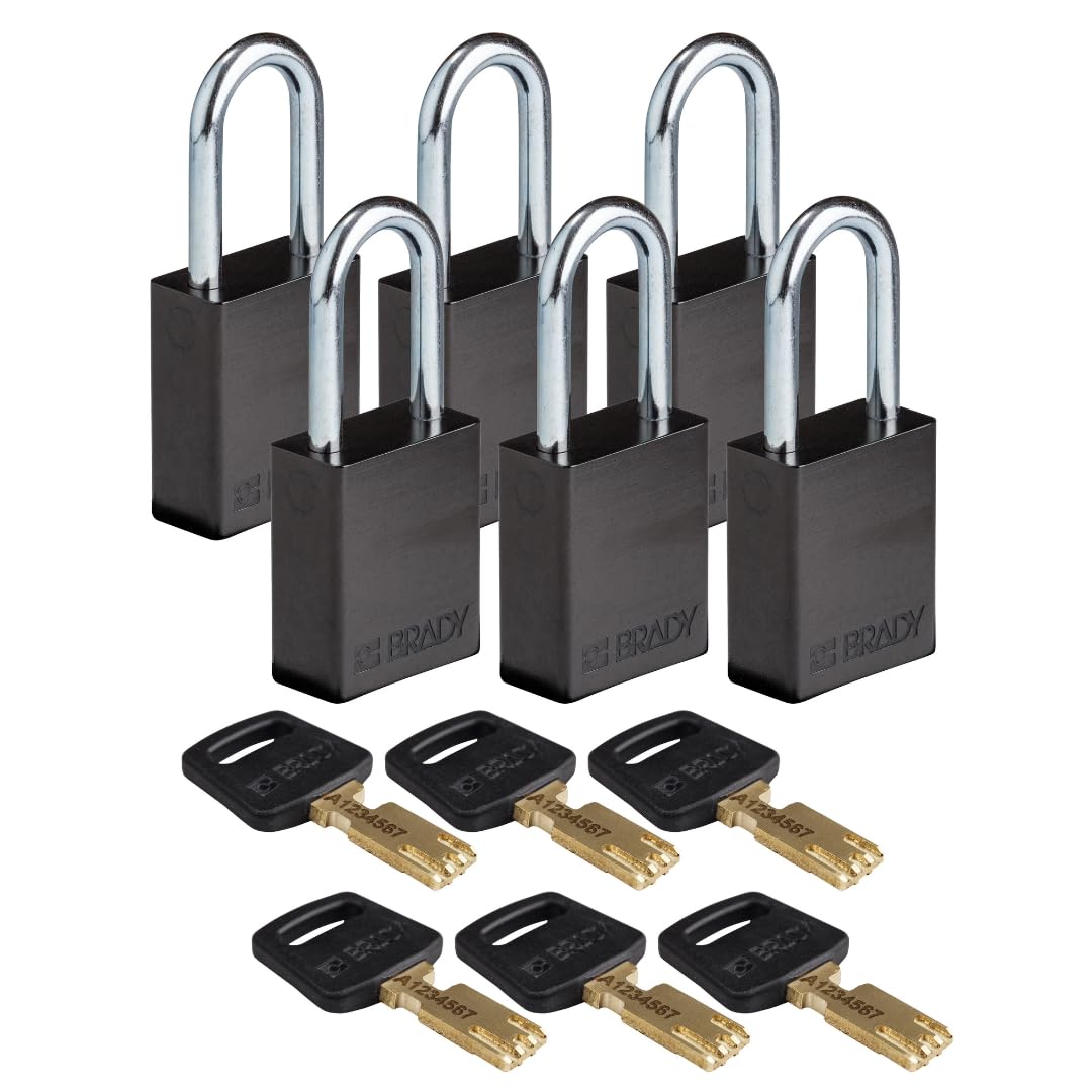 Brady SafeKey Aluminum Lockout Padlock - Black, 1.5