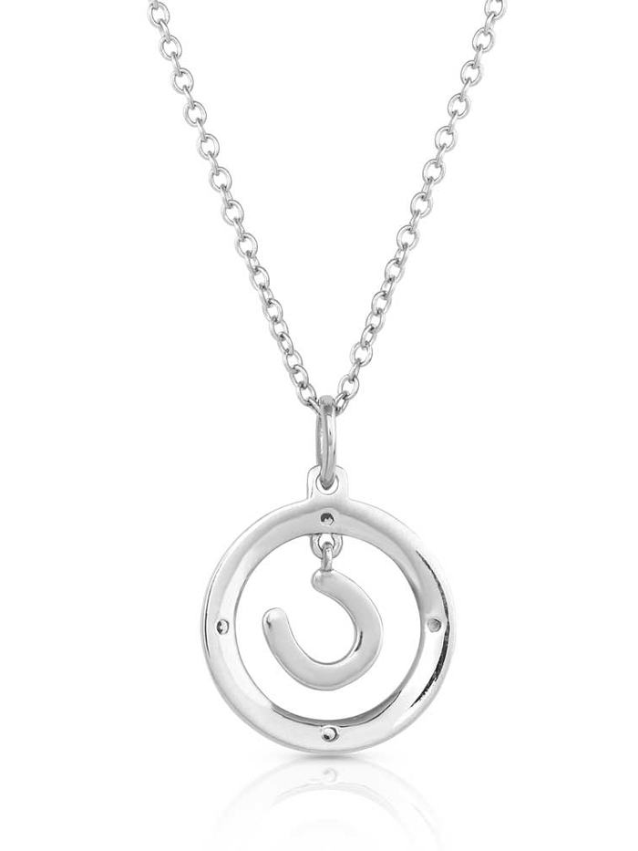 Montana Silversmiths NC5360 Women's Luck of the Draw Horseshoe Necklace - Sterling Silver Jewelry for Western Fashion & Cowgirl Style | Perfect for Rodeo, Ranch Wear & Everyday Elegance