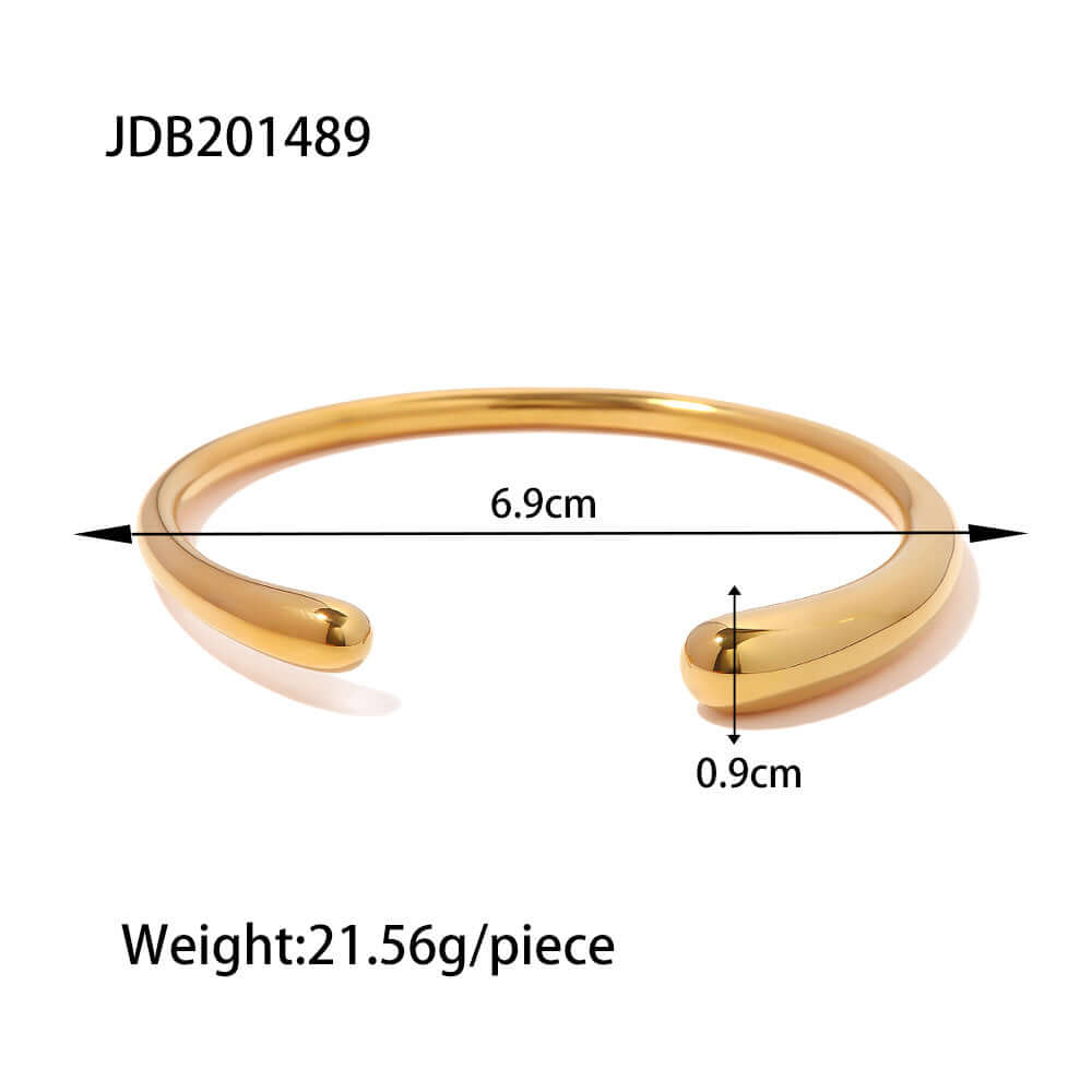 18K Gold Plated Pearl & Rainbow Open Cuff Bangle Bracelet - Elegant Jewelry for Women | Perfect for Parties, Weddings & Special Occasions | JDB489