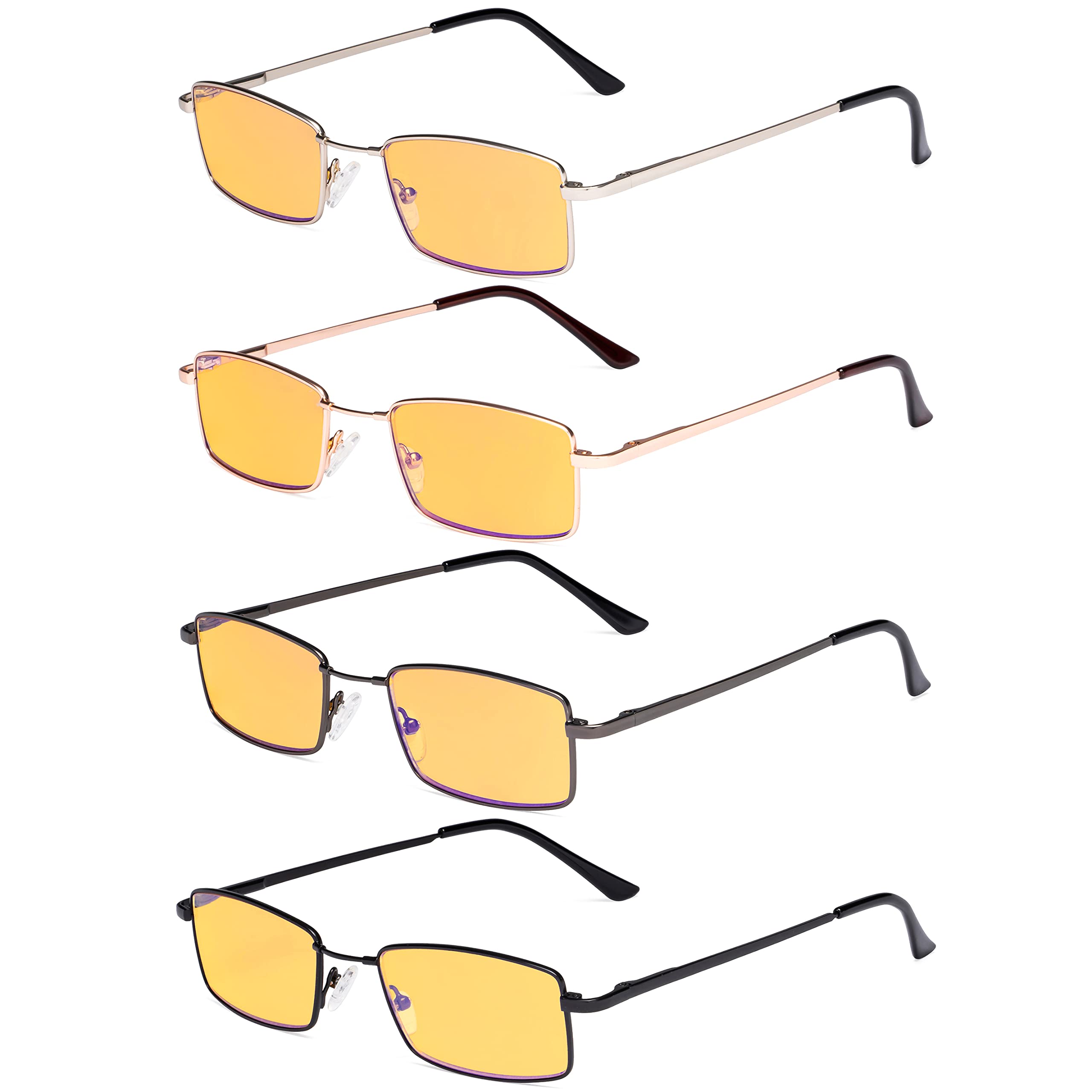 Blue Light Blocking Reading Glasses 4 Pack - Anti Glare Computer Glasses with Memory Titanium Bridge for Men & Women - Perfect for Office Work, Gaming, and Screen Time