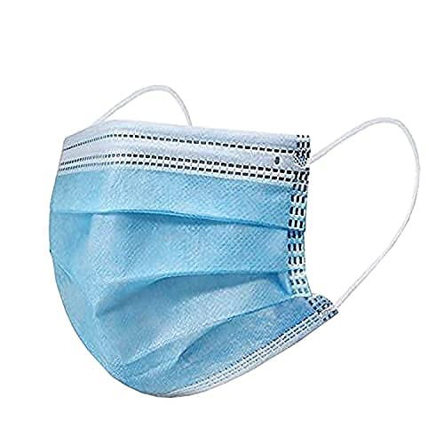 DEILYVERY 3-Ply Disposable Face Masks with Nose Clip - 100 Pack (Blue) | Breathable Surgical Masks for Daily Protection, Work, Travel & Public Safety