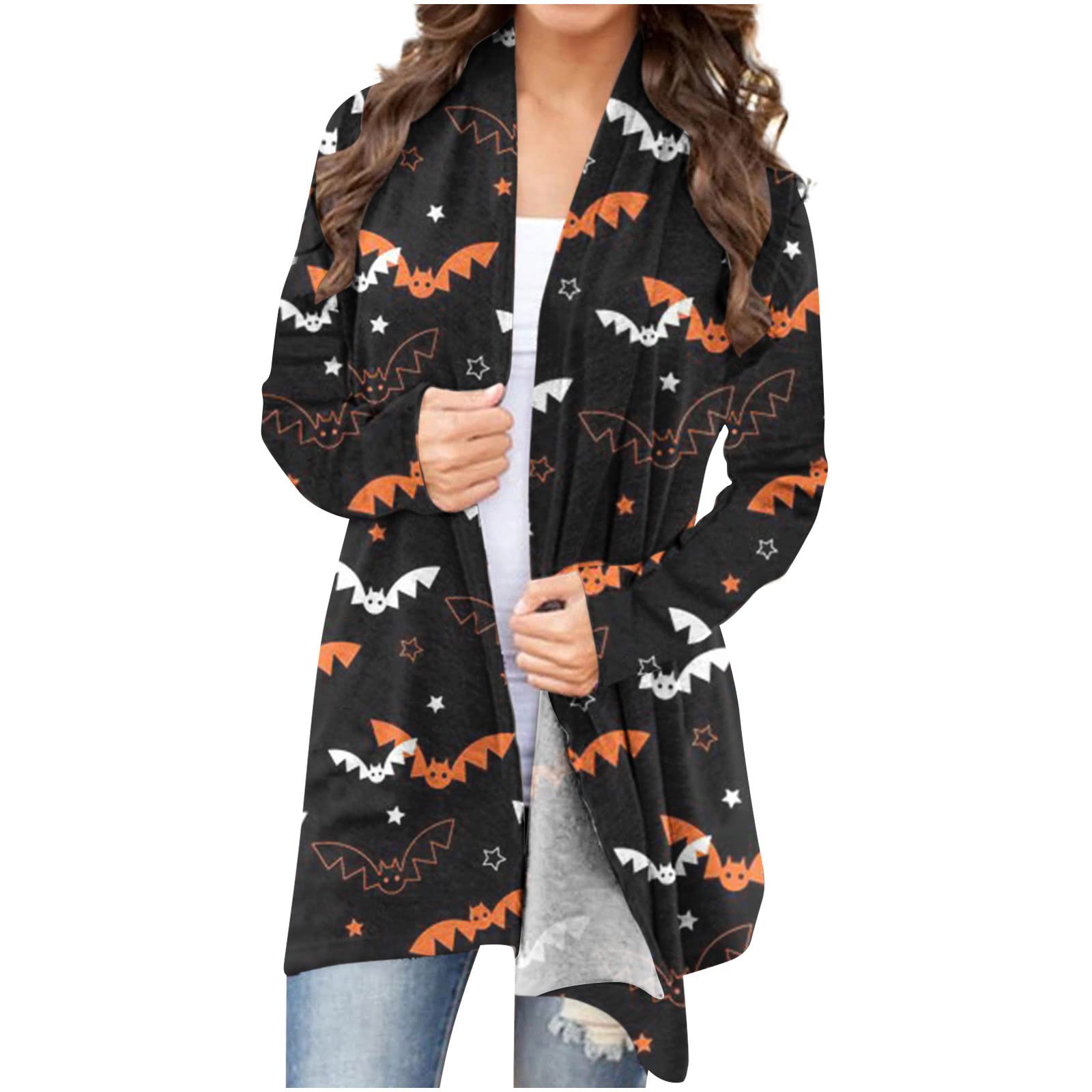 Stylish Women's Skull Graphic Cardigan Sweater - Lightweight Long Sleeve Open Front Knit Coat for Casual Wear, Layering & Fall Fashion