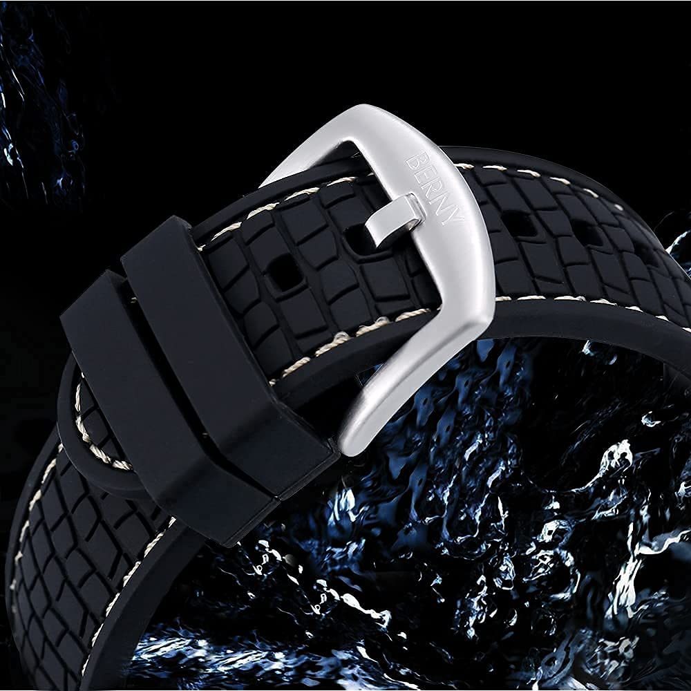 BERNY Men's Automatic Self-Winding Mechanical Watch - 20ATM Waterproof, Sapphire Crystal Glass, Scratch Resistant, Super Luminous, Oversized Dial (No Battery Needed) - Perfect for Business, Casual Wear & Outdoor Activities