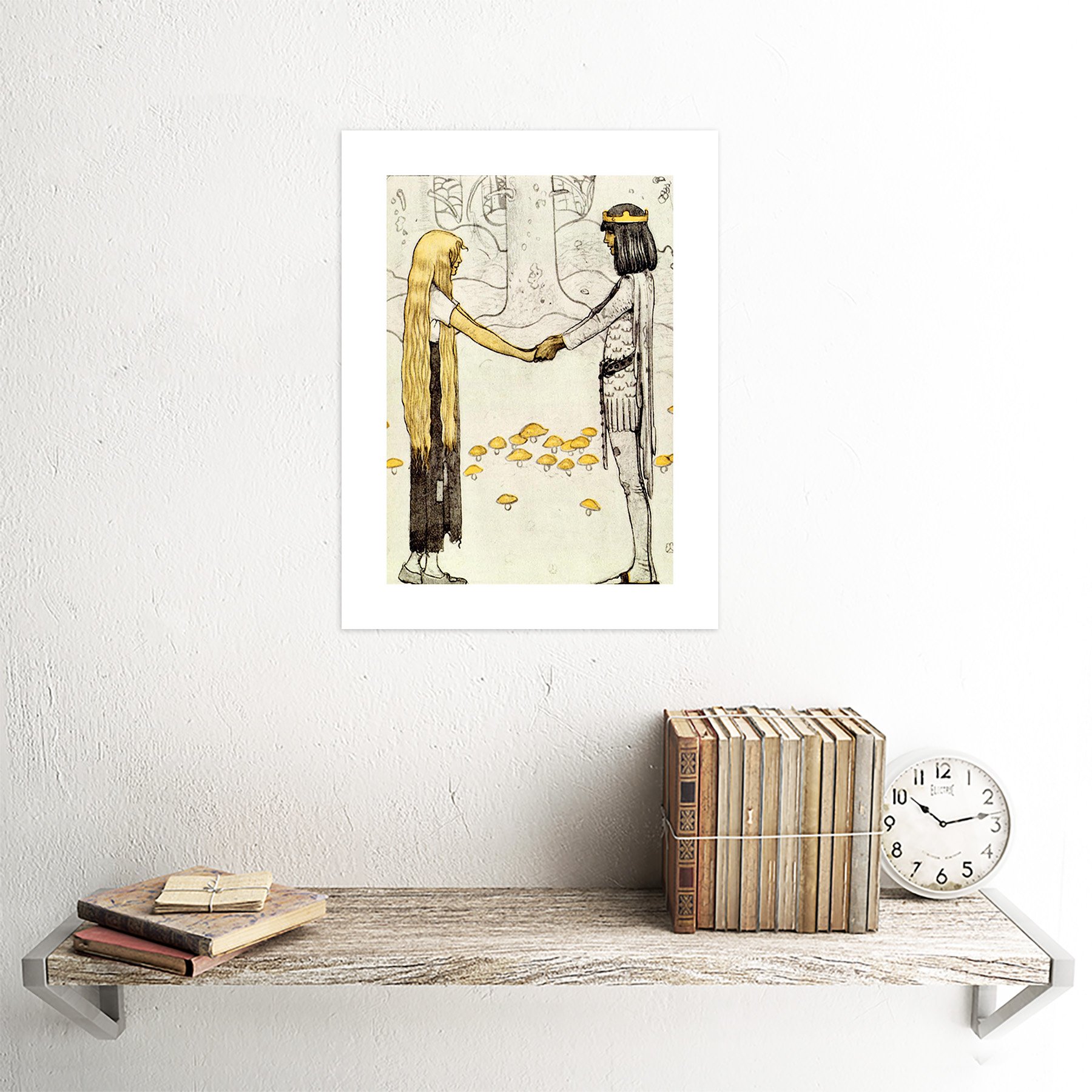 John Bauer 'Painting Prince Without Shadow' Art Print Poster - 12x10 Inches - Scandinavian Fairy Tale Wall Decor for Living Room, Bedroom & Nursery