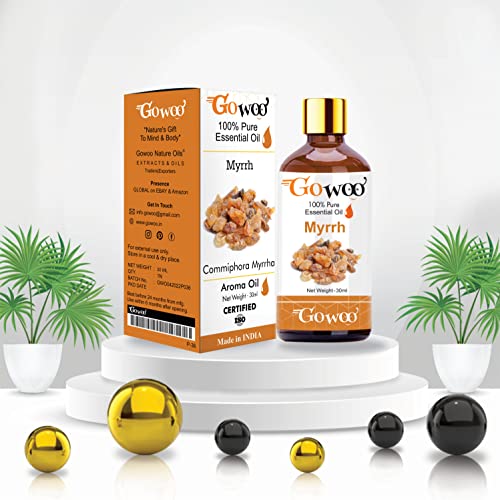 GO WOO 100% Pure Myrrh Essential Oil - Virgin Undiluted for Skin Care & Hair Growth (30ml) | Natural Aromatherapy, DIY Beauty & Spiritual Wellness