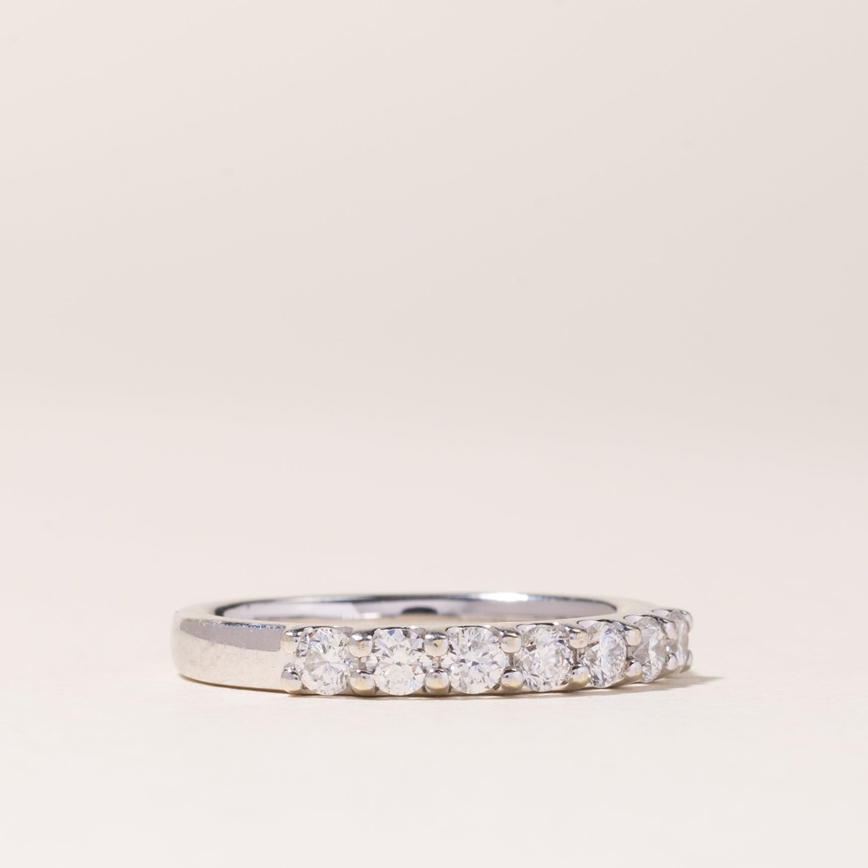14K White Gold Semi Eternity Diamond Band Ring - 0.39ctw Total Weight, Size 5.25 - Perfect for Anniversary Gifts, Wedding Bands & Special Occasions