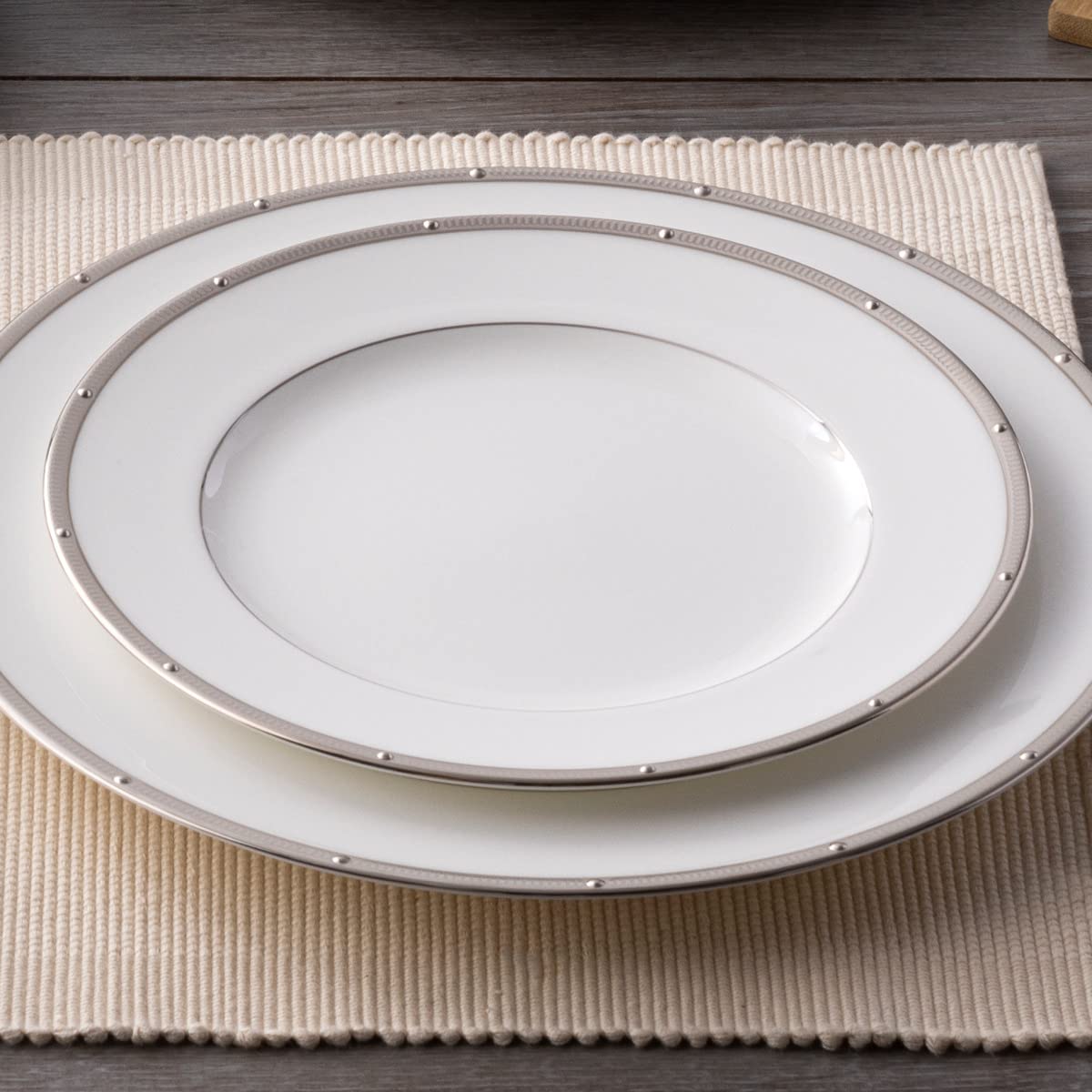 Noritake Rochelle Platinum 5-Piece Dinnerware Set - Elegant White Fine China for Formal Dining & Special Occasions