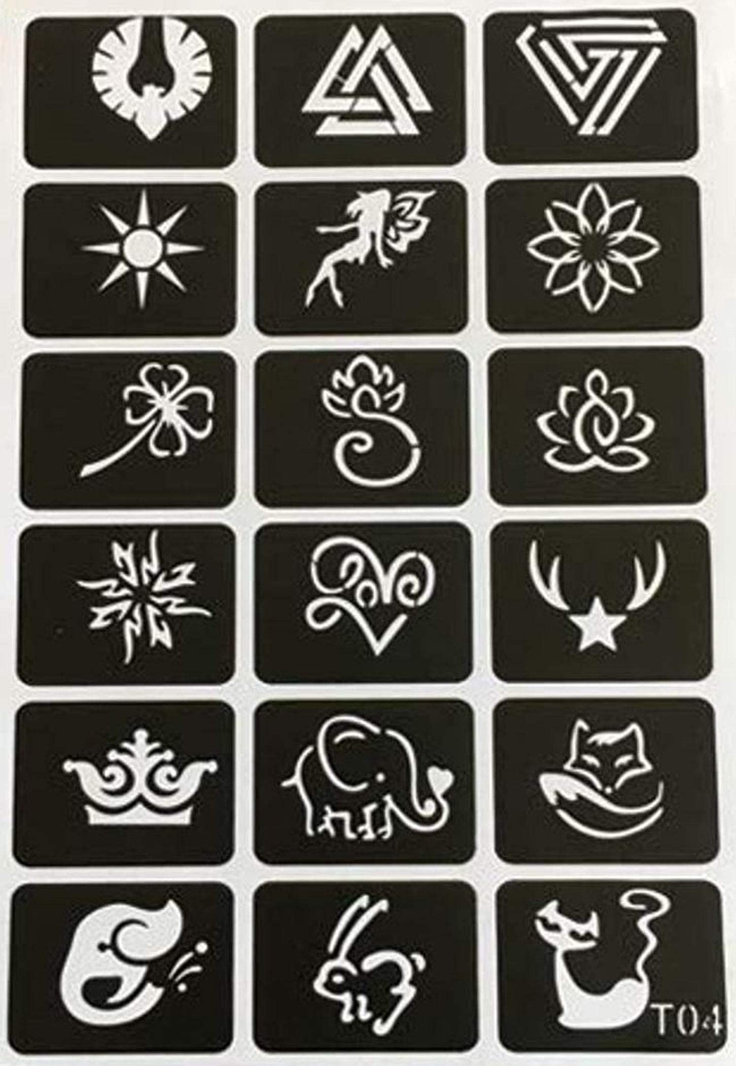 Ivana's Henna Mehndi Tattoo Stencil Kit for Hands, Body, Fingers & Face - Temporary Tattoo Designs for Kids, Girls & Women - NIV-396 Black Size M - Perfect for Parties, Weddings & Festive Celebrations