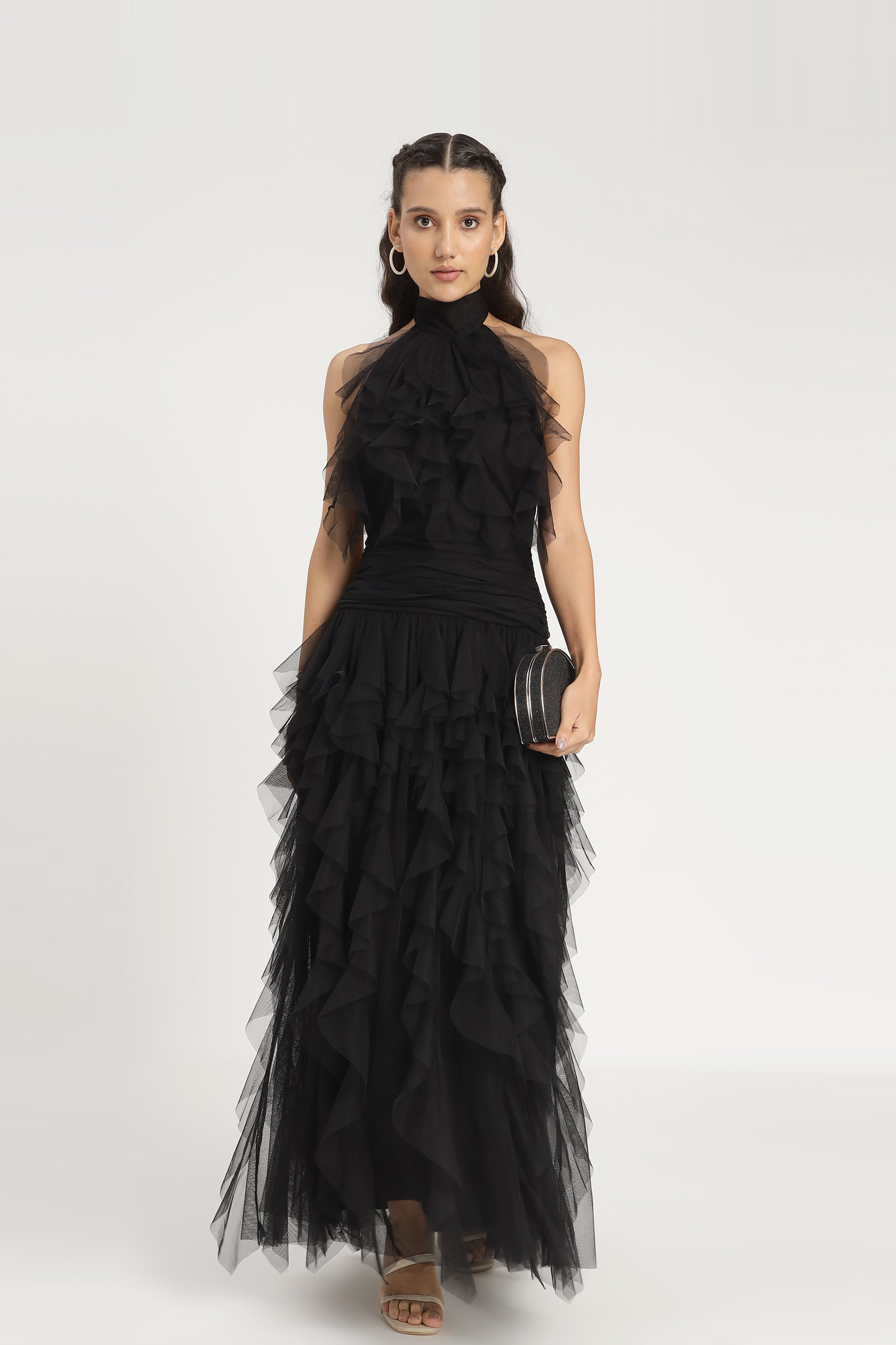 Tabitha Maxi Ruffle Dress in Black - Elegant Long Flowy Dress for Women | Perfect for Weddings, Parties & Special Occasions
