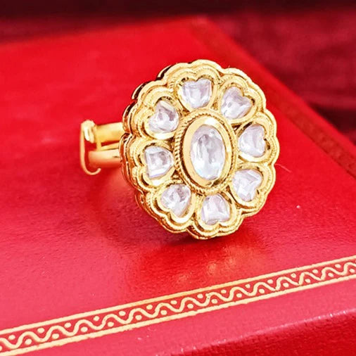 Exquisite Gold Plated Kundan Ring for Women - Elegant Indian Jewelry (Design 67) | Perfect for Weddings, Parties & Ethnic Fashion Accessories