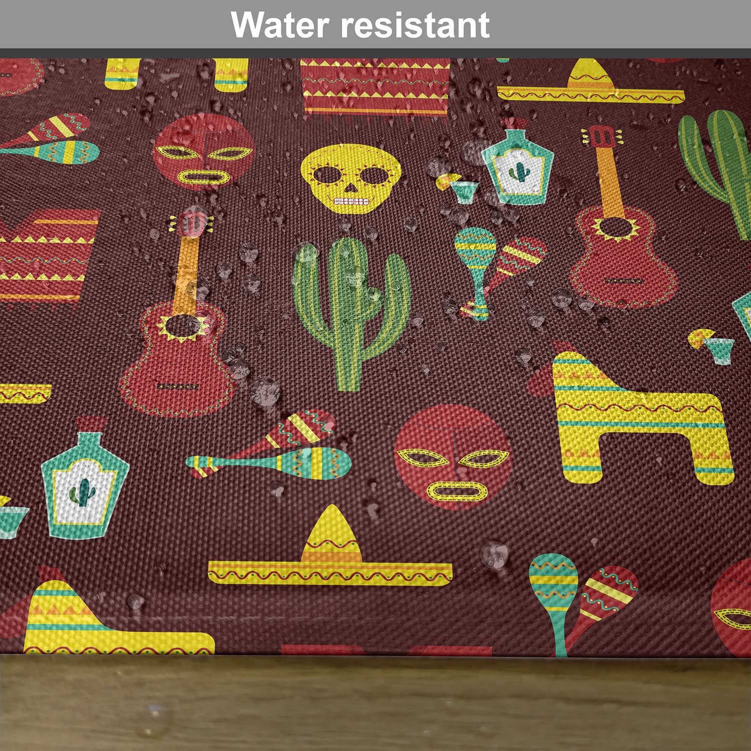 Ambesonne Mexican Place Mats Set of 4 - Traditional Cultural Design with Music, Tequila & Saguaro Cactus Patterns | Washable Fabric Table Mats for Dining Room & Kitchen Decor | Perfect for Mexican-Themed Parties, Family Dinners & Home Styling