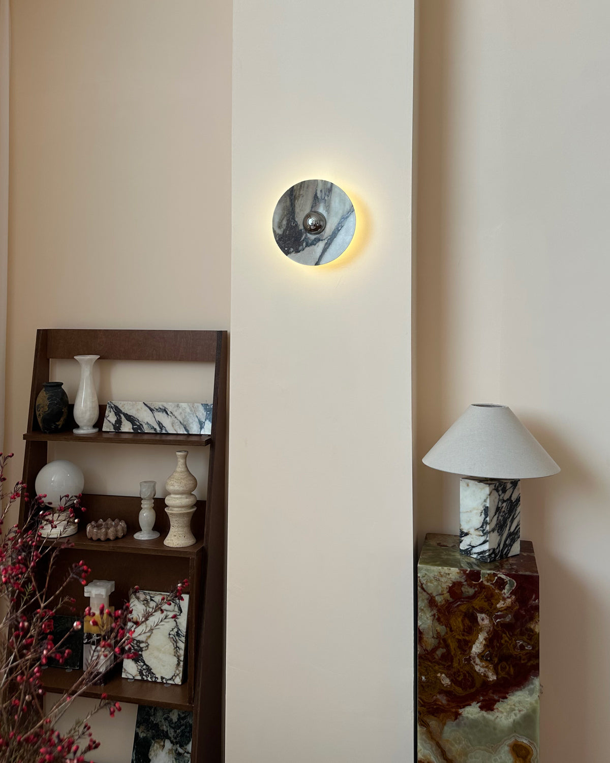 Calacatta Marble Wall Sconce Light - Modern Gold Finish Bathroom Vanity Lighting for Bedroom, Hallway & Living Room Decor