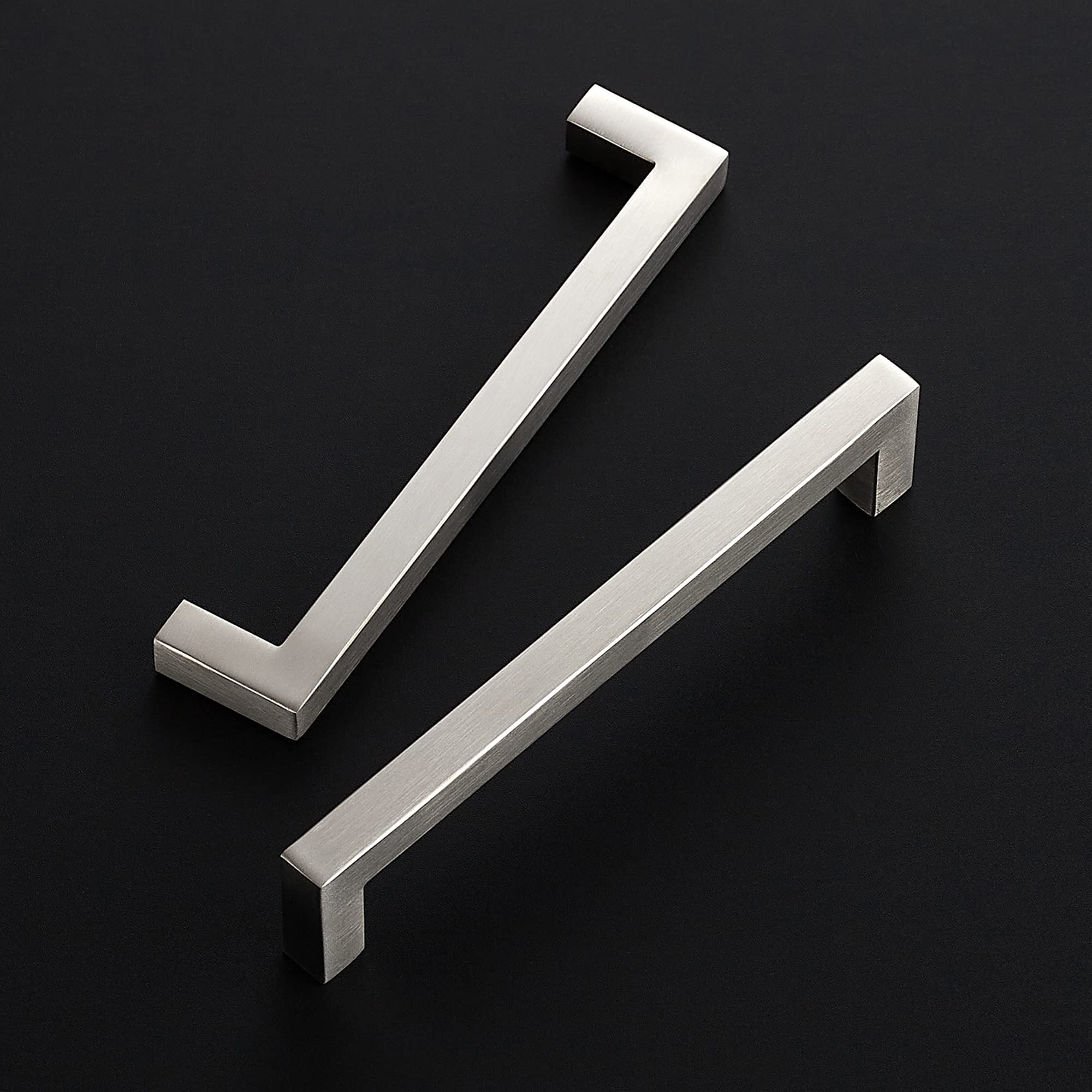 Ravinte 5 Pack 6-1/4 Inch Brushed Nickel Square Cabinet Handles - Stainless Steel Drawer Pulls for Kitchen Cabinets & Furniture - Perfect for Modern Home, Office, and DIY Renovation Projects