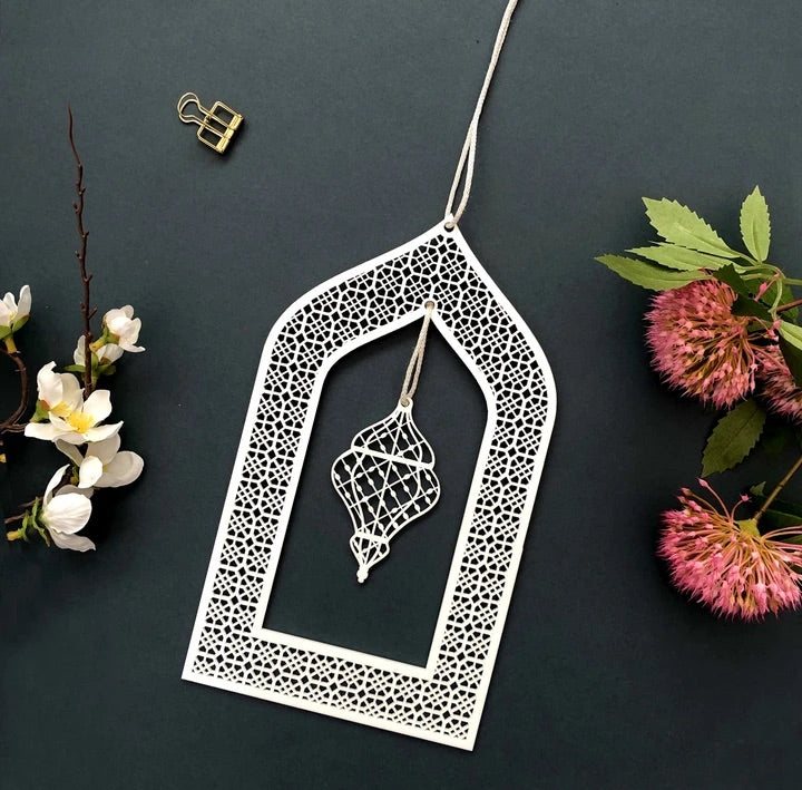 Arabic Arch & Lantern Laser Cut Metal Wall Decor Set - Islamic Home Decor for Ramadan, Eid, Wedding - Perfect for Living Room, Bedroom, Mosque Decoration