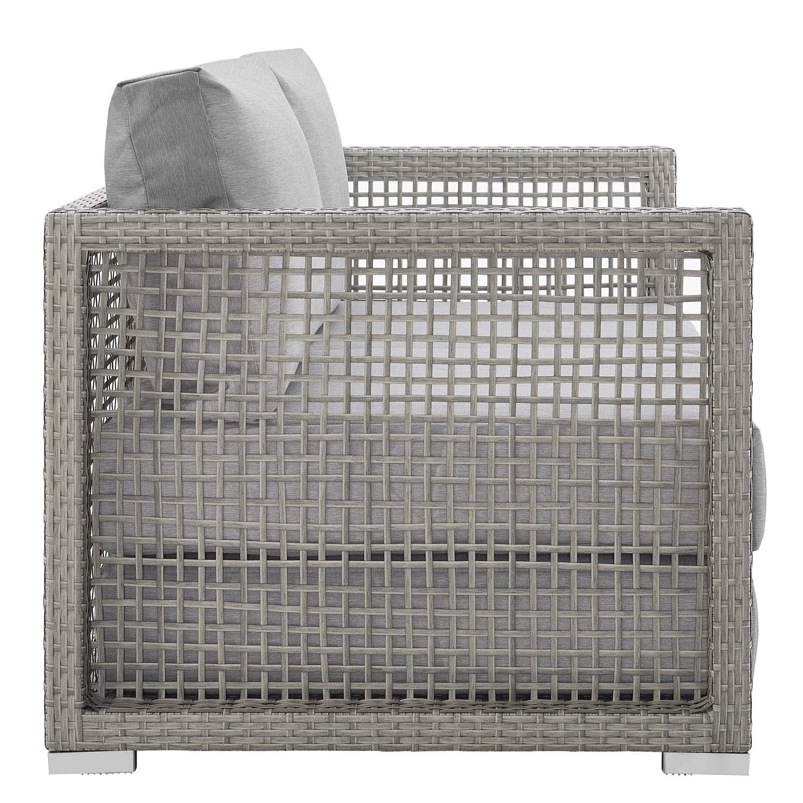Modway Aura Outdoor Wicker Sofa Set - Gray Patio Furniture for Garden & Backyard