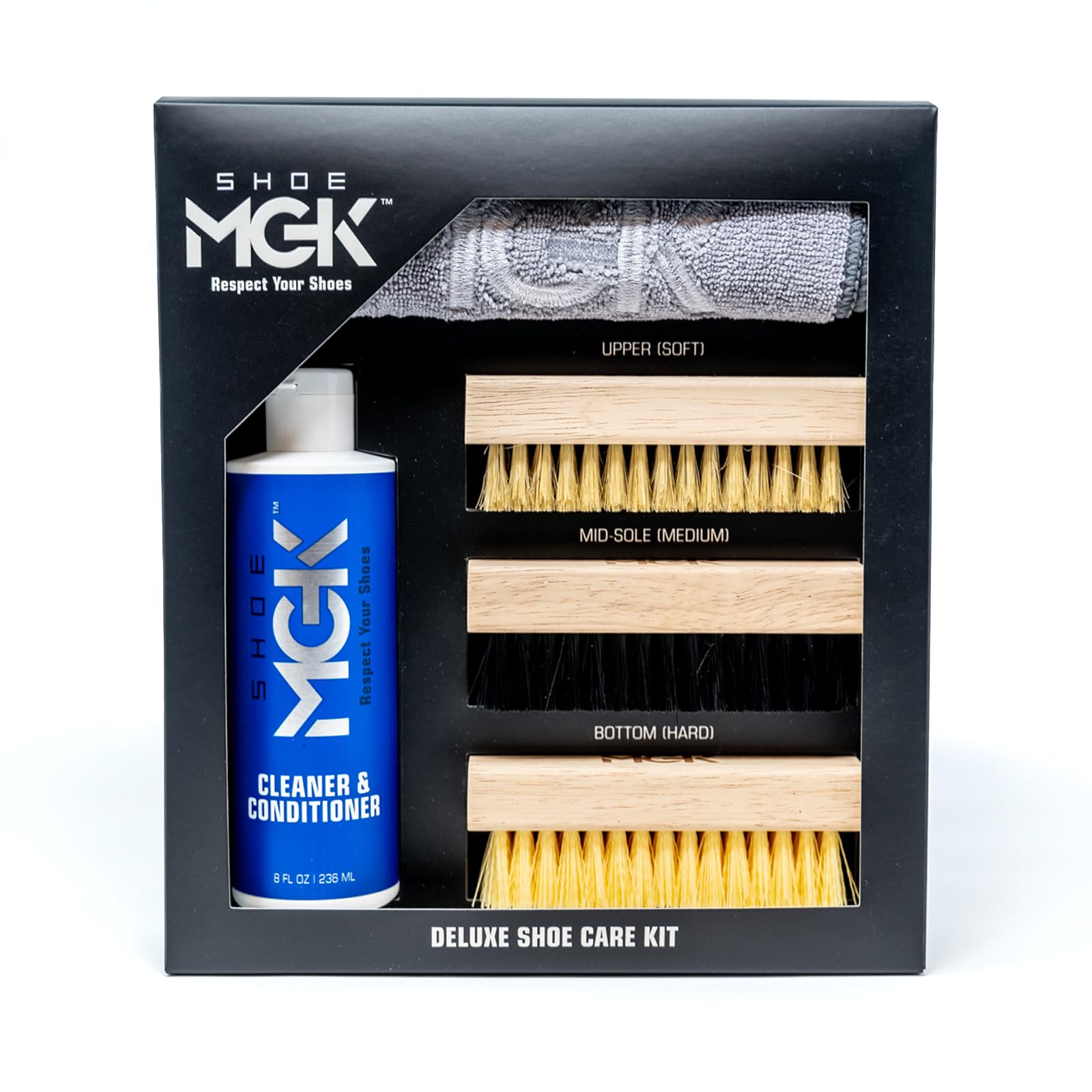 Premium MGK Deluxe Shoe Brush Kit - XL Cleaning & Conditioning Set for Leather, Suede & Sneakers | Perfect for Shoe Care, Polishing & Restoration | Home, Office & Travel Use