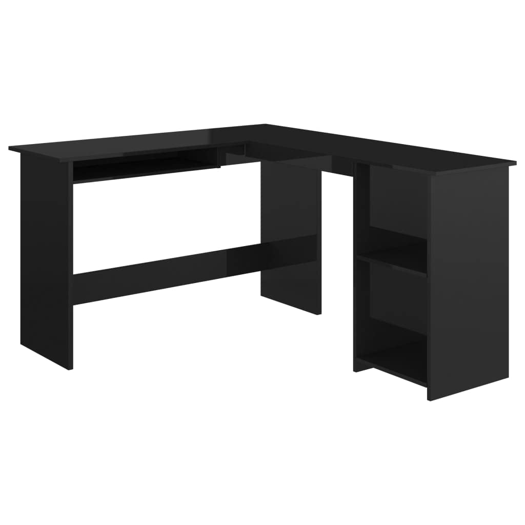 vidaXL L-Shaped Corner Desk - Sturdy Chipboard Computer Table with Storage Shelf, Home Office Workstation in Multiple Colors - Perfect for Small Spaces & Gaming Setups