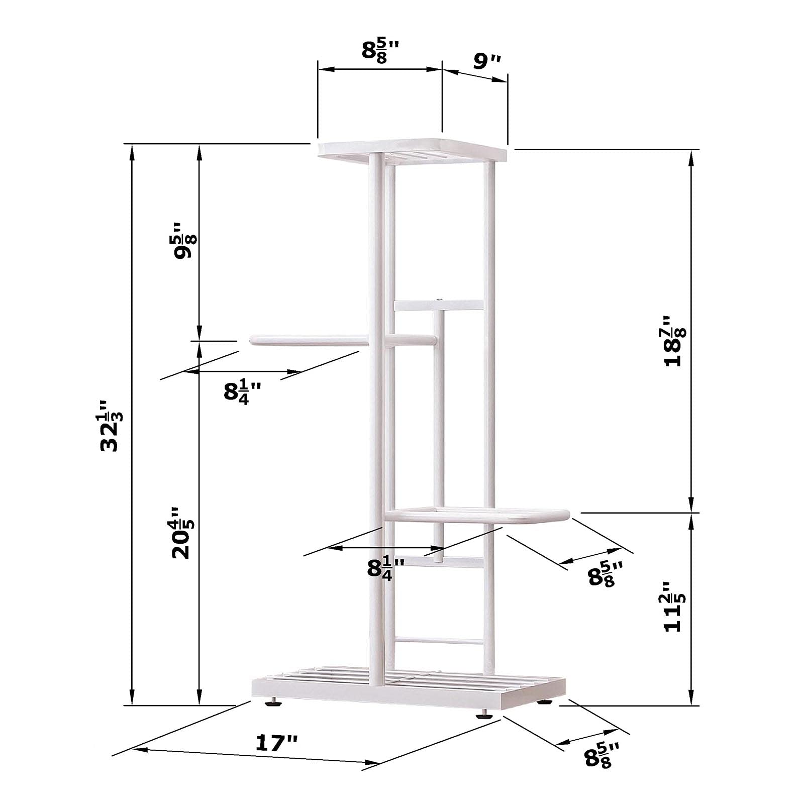 4 Tier Metal Plant Stand for Indoor & Outdoor Use - Sturdy Flower Pot Display Shelf for Plants, Herbs & Succulents - White - Perfect for Patio, Garden, Balcony & Home Decor