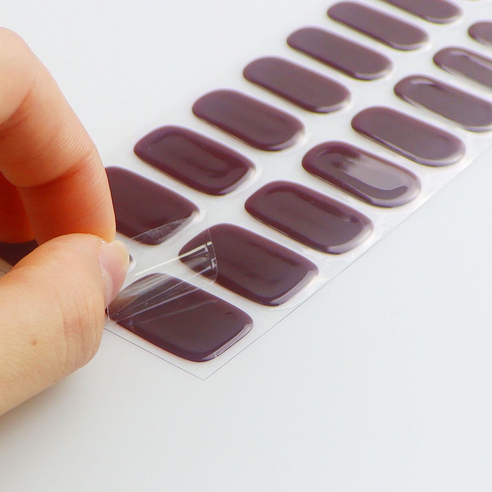 JMEOWIO Wine Red Semi Cured Gel Nail Strips - Long Lasting UV/LED Gel Nail Stickers for Nail Art Designs | Perfect for Home Manicures, Salon Nail Decorations & DIY Nail Art Accessories
