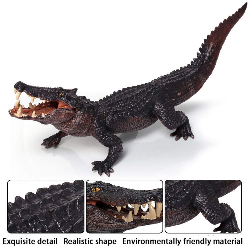 Realistic Crocodile Animal Figure - Plastic Wild Animal Toy for Kids Learning, Birthday Party Favors & Cupcake Toppers - Educational Forest & Farm Play Set for Boys & Girls (Great for Pretend Play, Classroom Teaching & Safari Themed Parties)