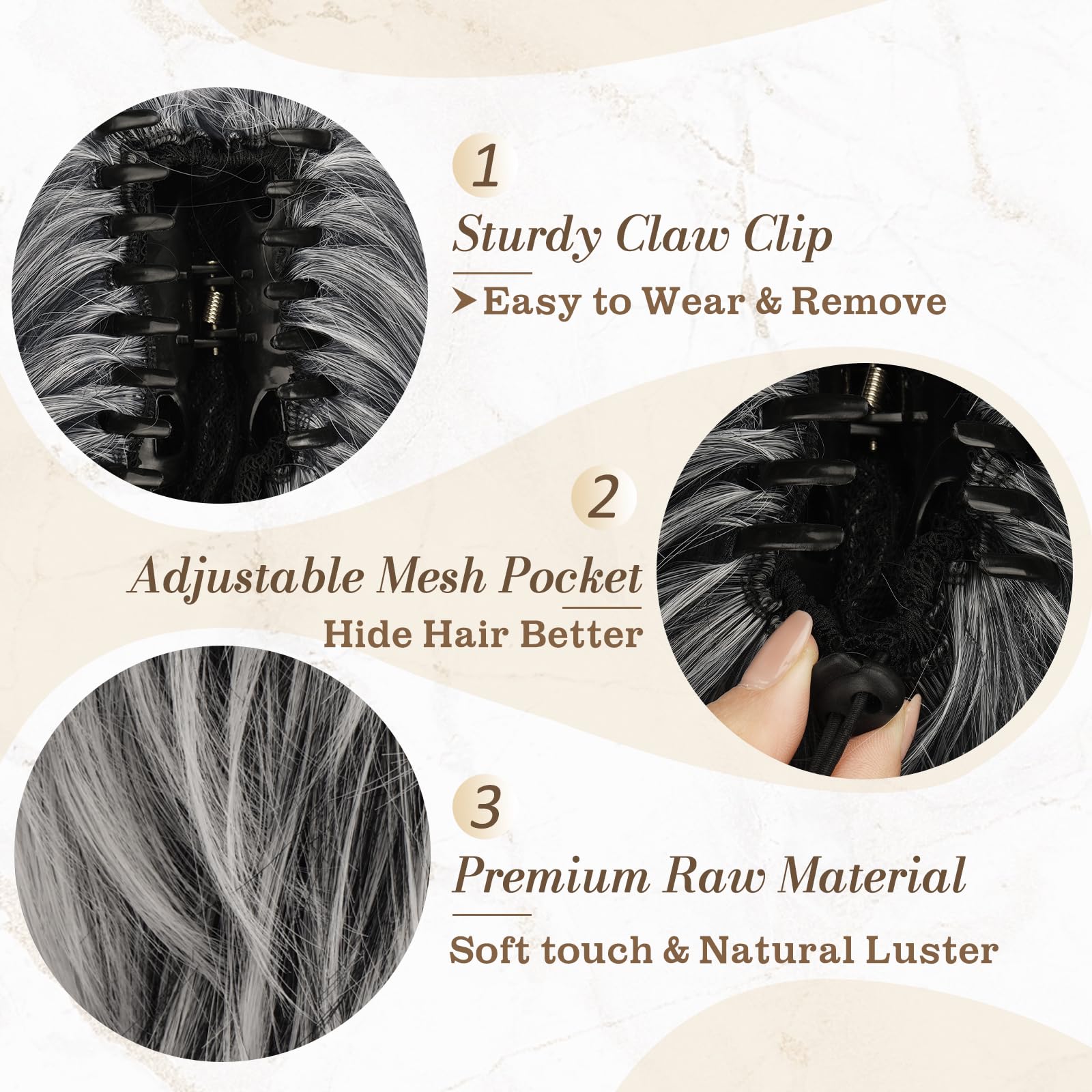 8 Inch Claw Clip Hair Bun Extension for Straight Hair - Perfect for Updos, Ponytails & Everyday Hairstyles