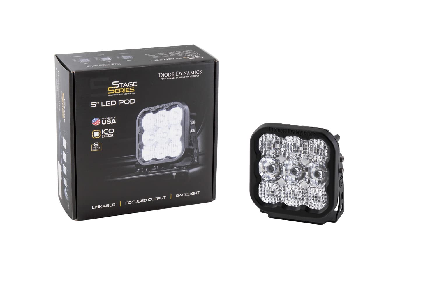 Diode Dynamics SS5 White Pro LED Pod - 1 Pack, High-Intensity Spot Beam for Off-Road, Marine & Emergency Lighting - Perfect for Trucks, ATVs, Boats & Work Vehicles