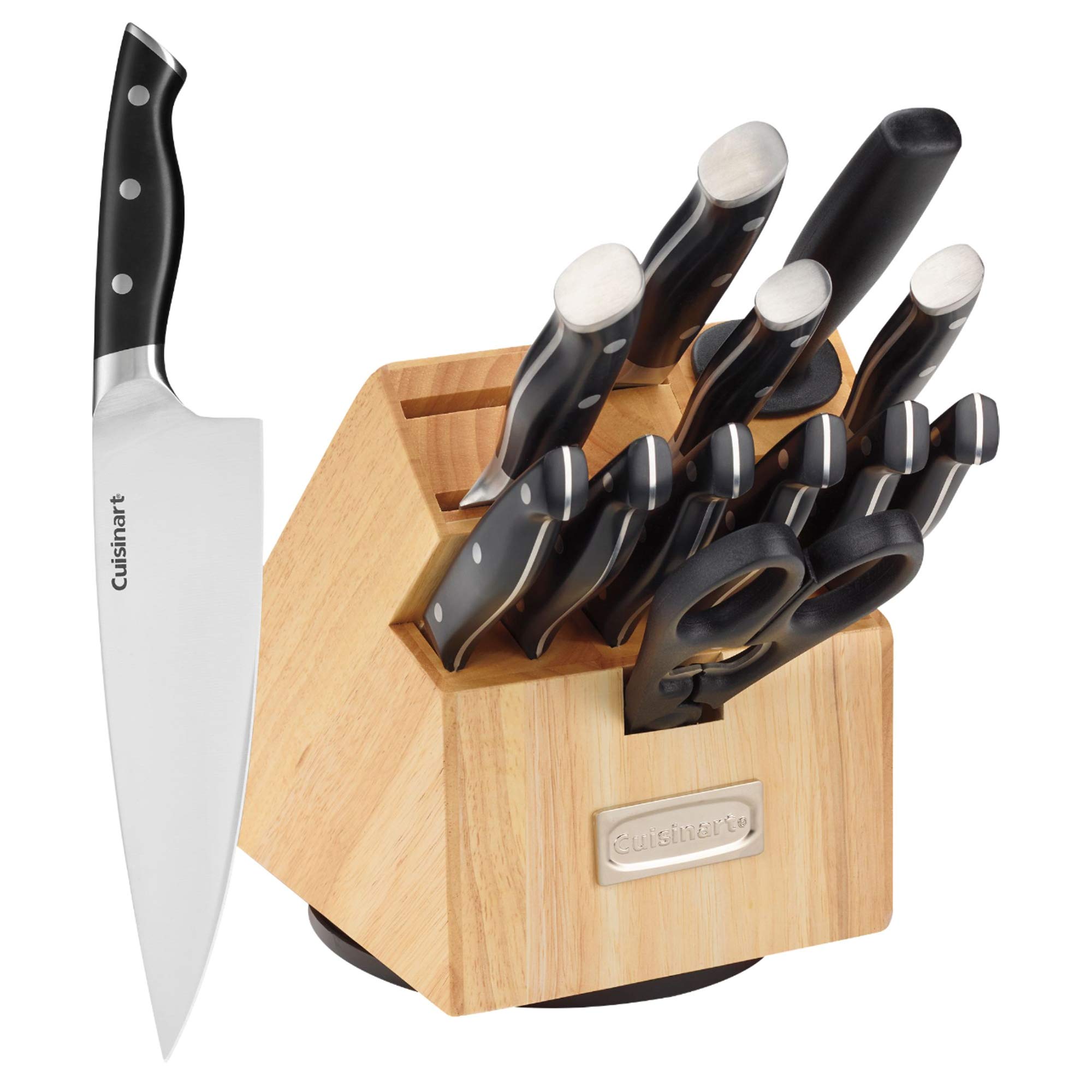 Cuisinart Classic 15-Piece Rotating Knife Block Set - Premium Stainless Steel Knives for Professional Chefs & Home Cooking - Perfect for Slicing, Dicing & Meal Prep