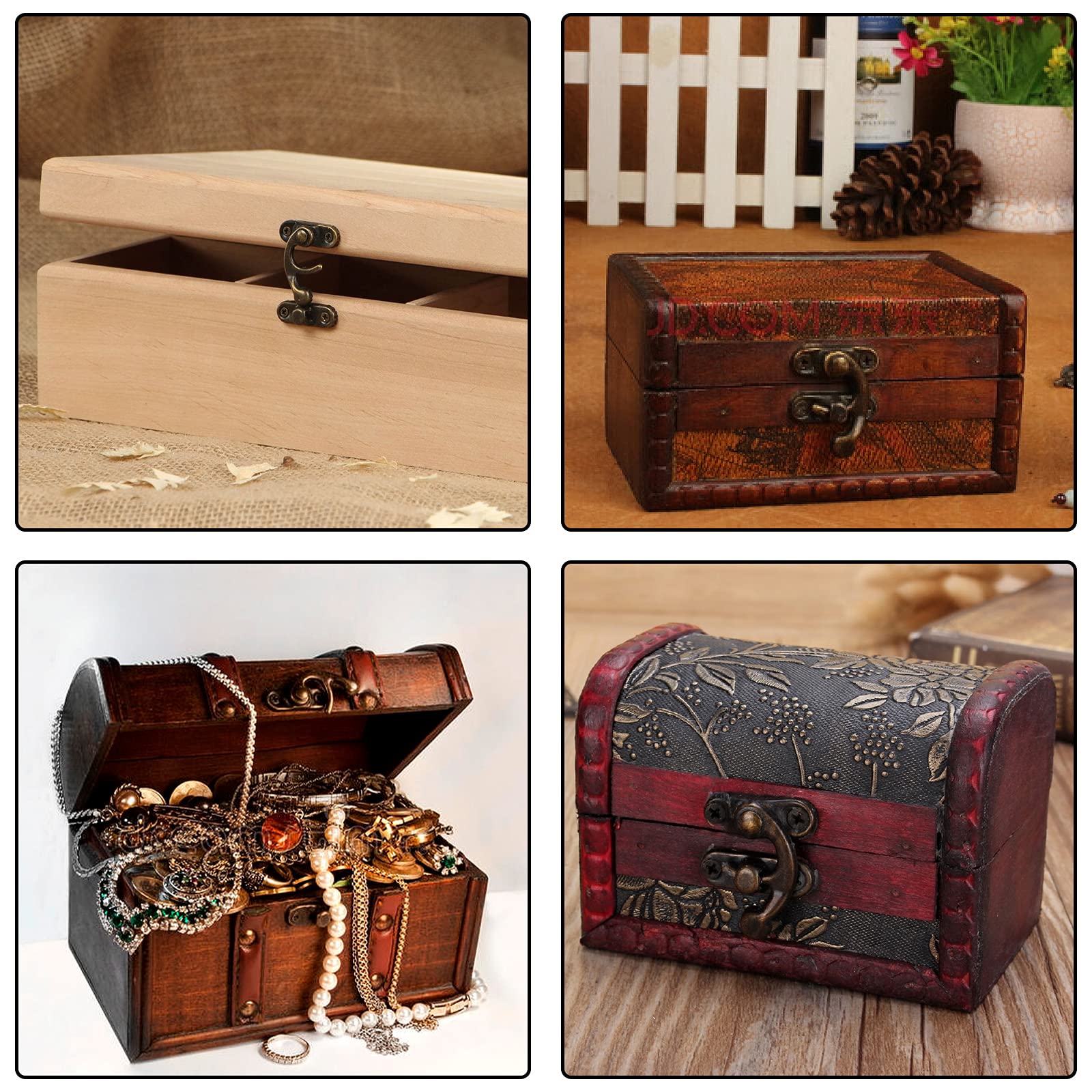 10Pcs Antique Latch Hook for Jewelry Box - Bronze Hardware for Wooden Cases & Toolboxes