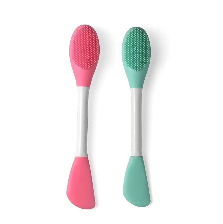 KitchenFest® 3-in-1 Silicone Facial Cleansing Brush - Gentle Exfoliating & Blackhead Removal Tool for Deep Pore Cleansing | Perfect for Daily Skincare Routine & Spa Facial Treatments (Medium, 2-Pack)