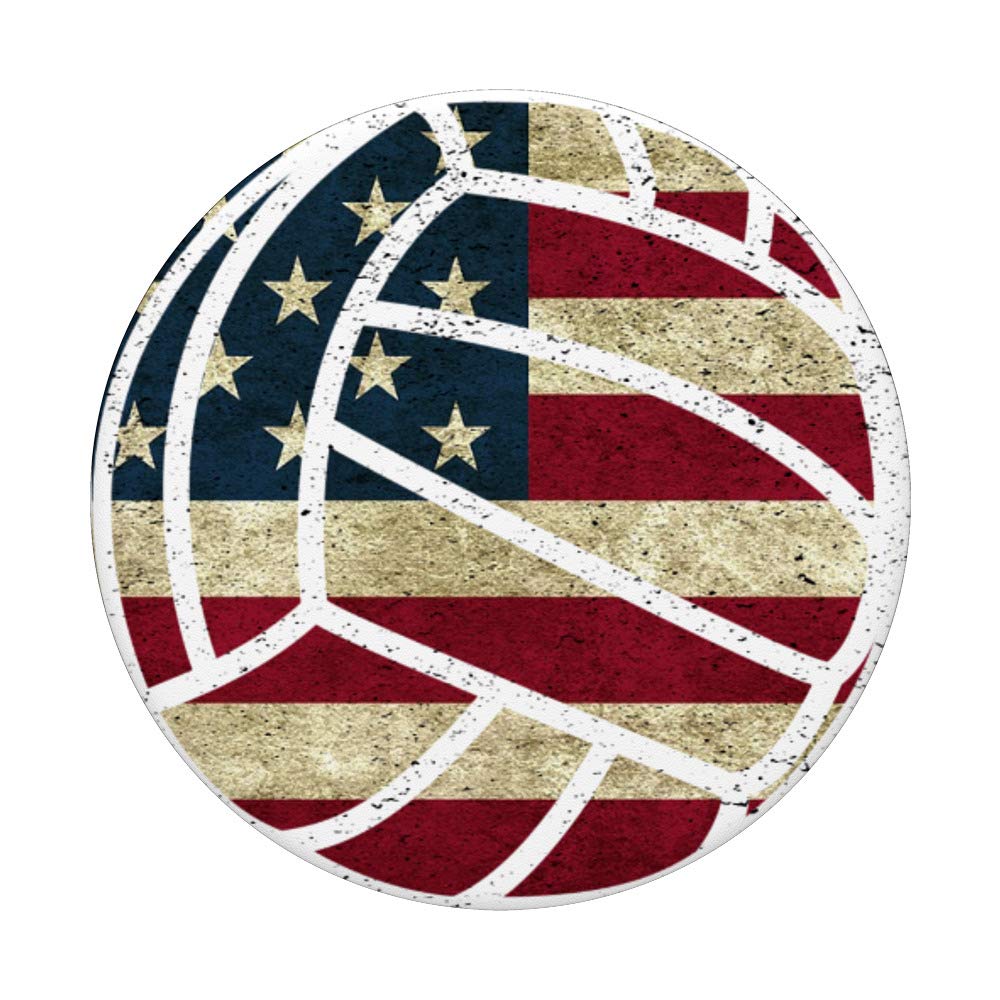 USA Flag Volleyball Phone Stand - Patriotic Volleyball Fan Accessory for Home, Office, and Game Day Decor