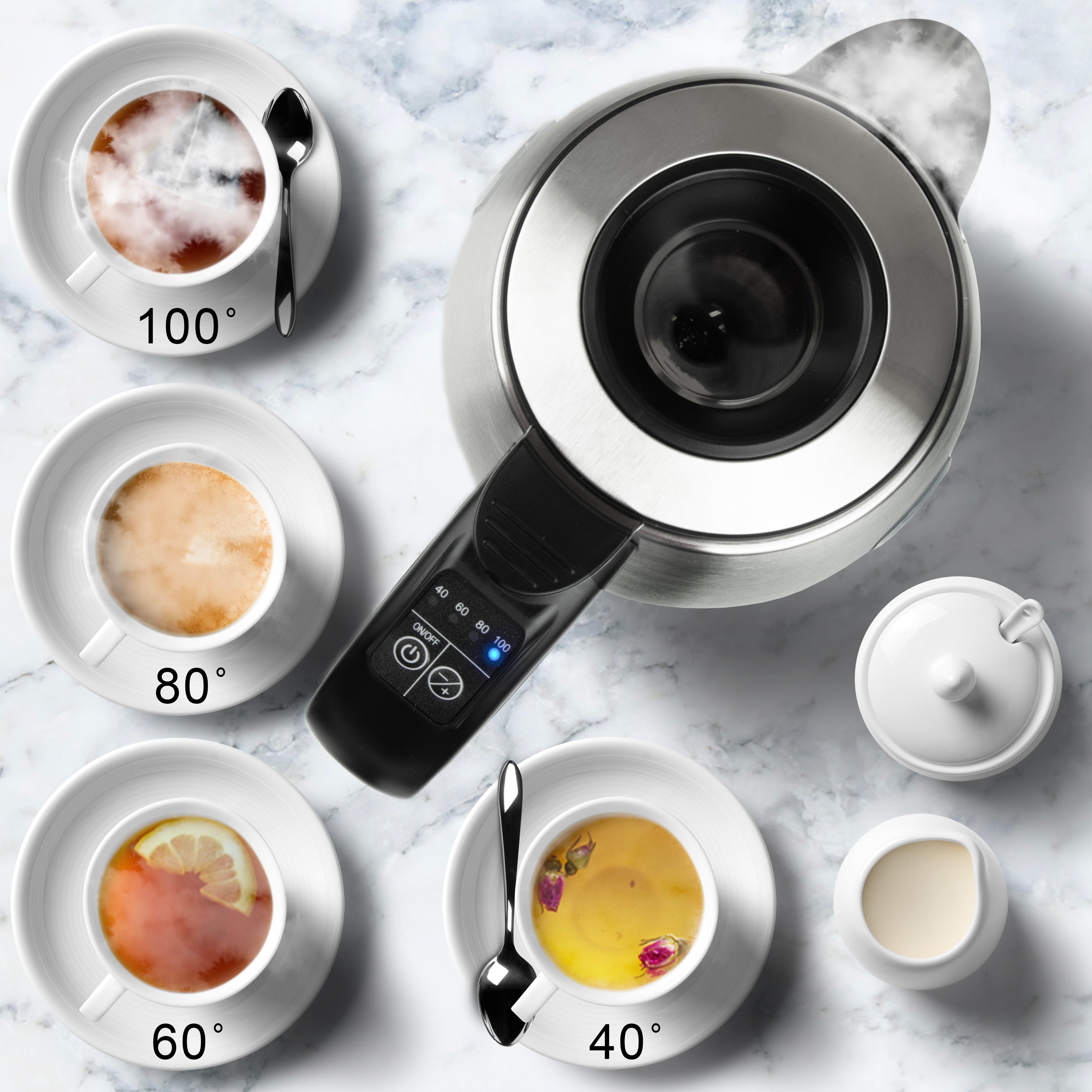 Duronic EK43 Stainless Steel Electric Kettle with Digital Temperature Control - Fast Boiling Water for Tea, Coffee, Hot Chocolate & Soup - Perfect for Home, Office & Kitchen Use