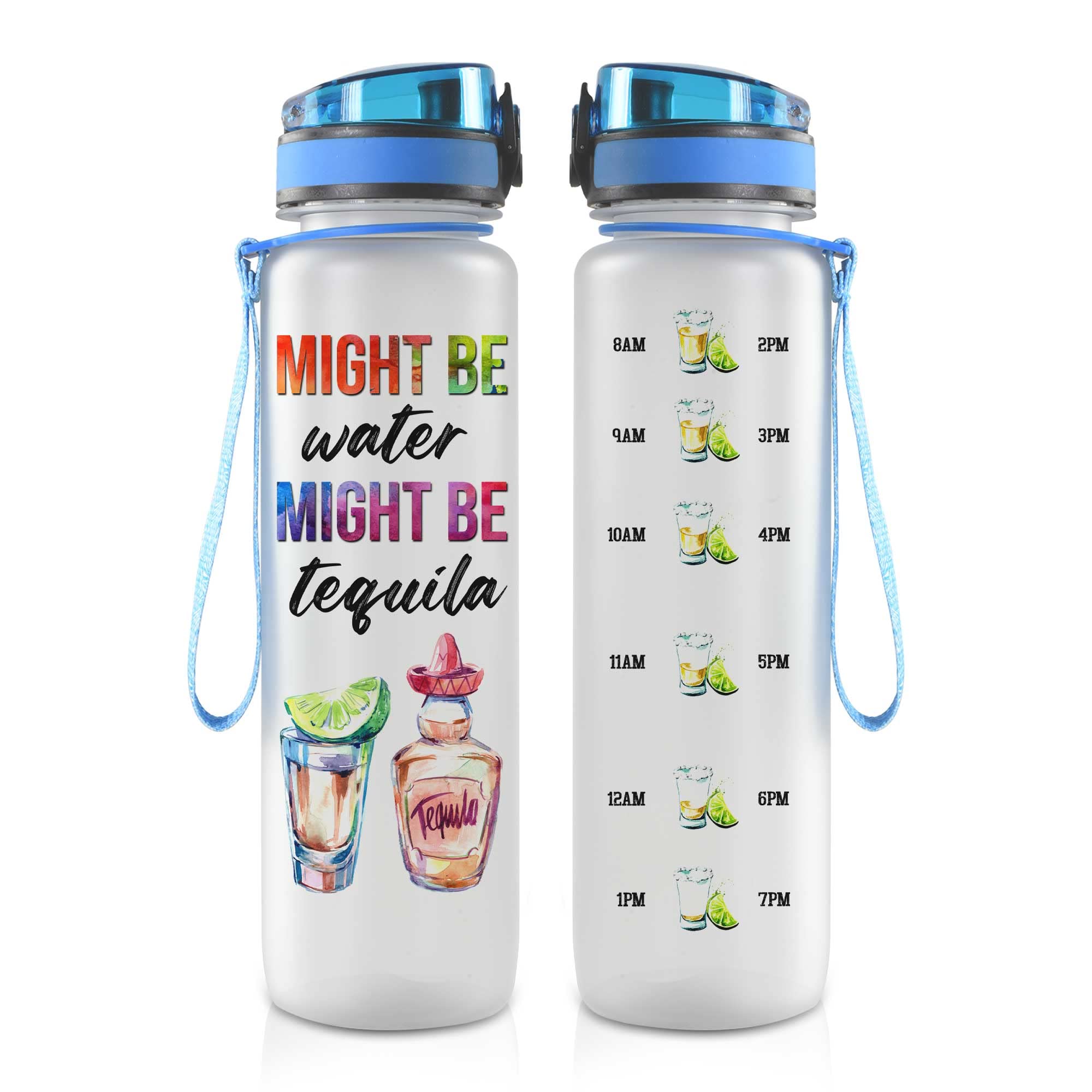 PAVO 32Oz (1 Liter) Motivational Water Bottle with Time Markers - Daily Hydration Tracker for Fitness & Work - Perfect for Gym, Office & Outdoor Activities - Tequila Lover's Water Bottle Design