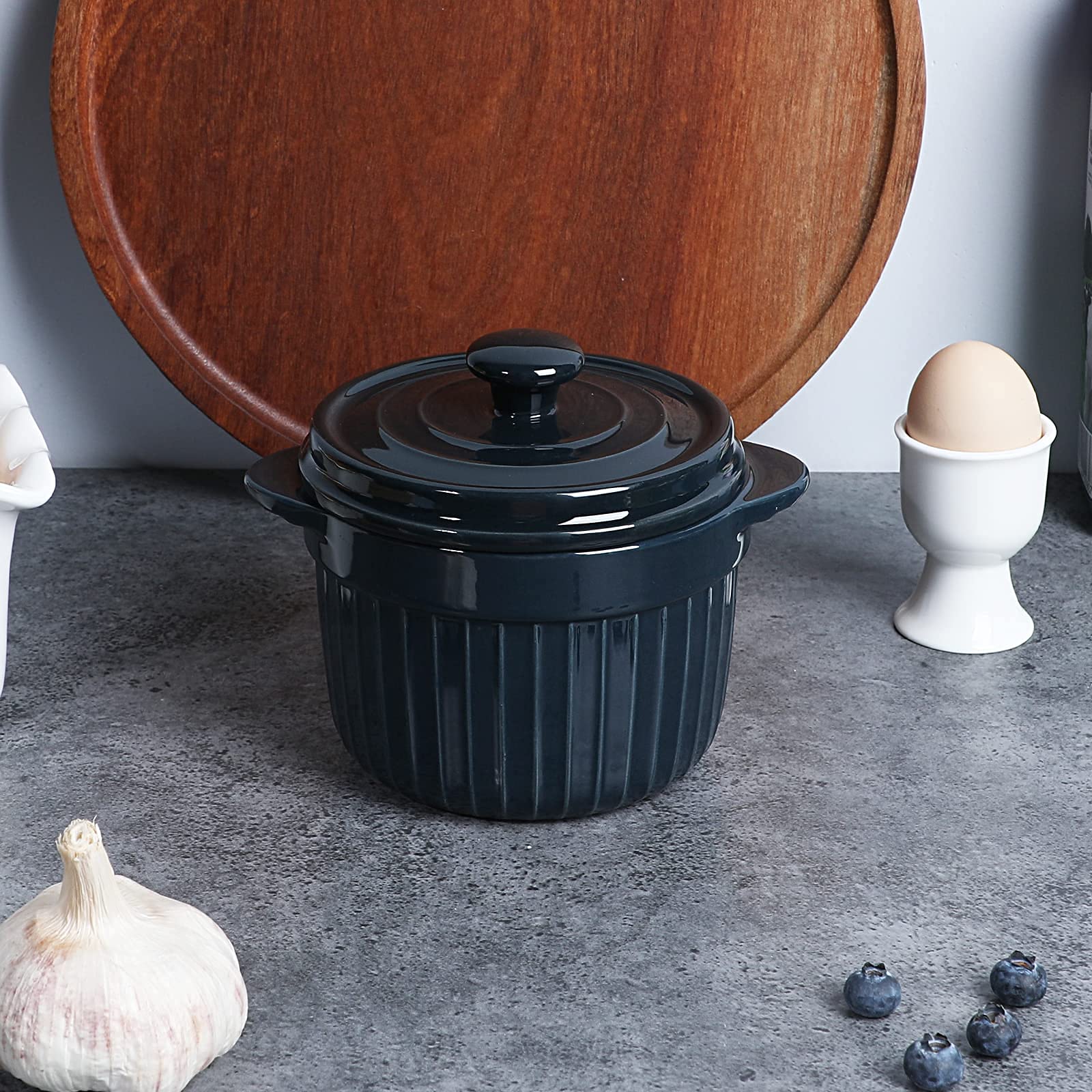 ONTUBE 17oz Ceramic Candy Jar with Lid - Porcelain Cookie & Candy Storage Container - Airtight Kitchen Canister for Cookies, Sweets, Nuts (Navy Blue) - Perfect for Home, Office, Party & Gift Giving