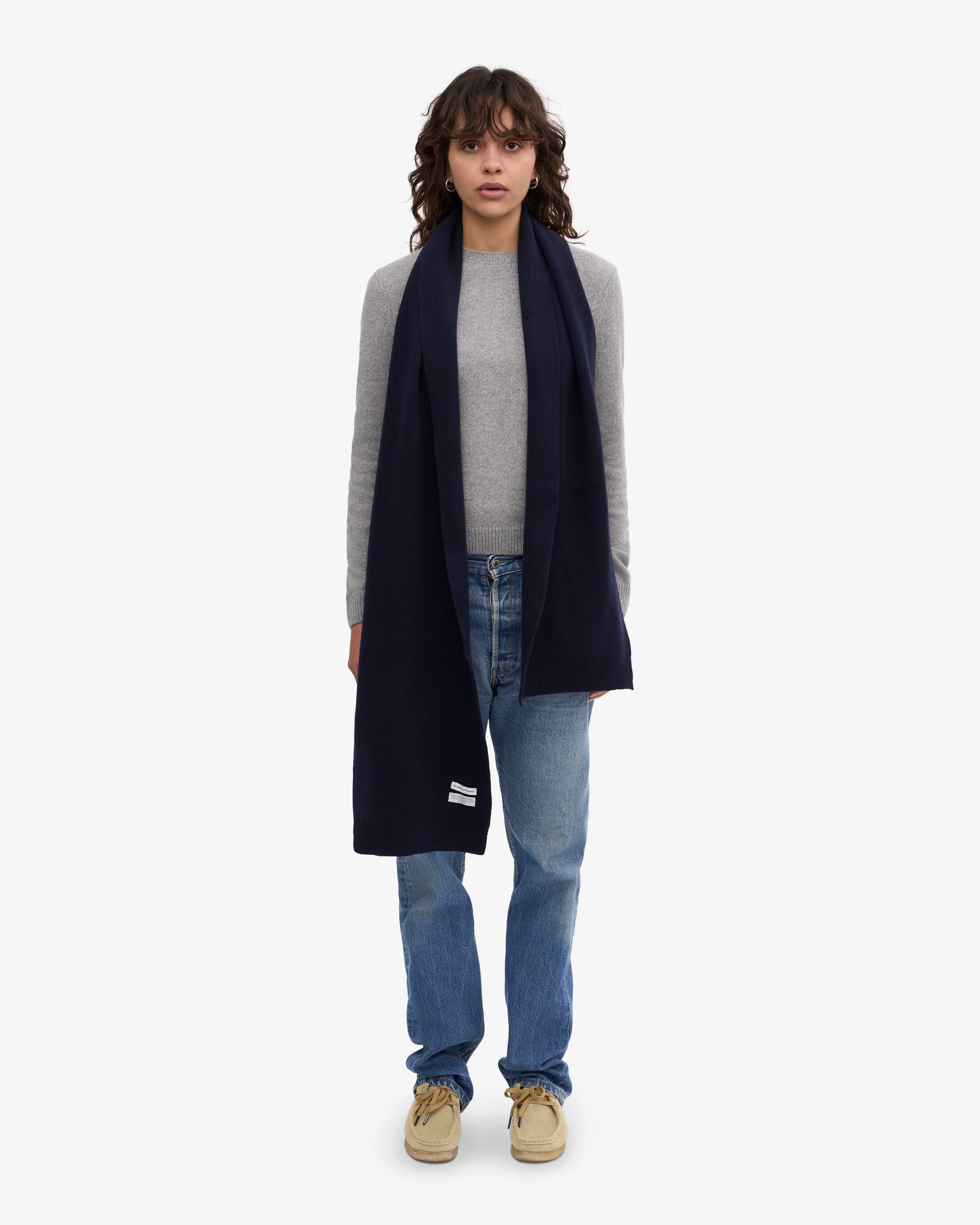 Premium Merino Wool Scarf for Men & Women - Soft & Warm Navy Blue Winter Accessory - Perfect for Cold Weather, Travel & Outdoor Activities