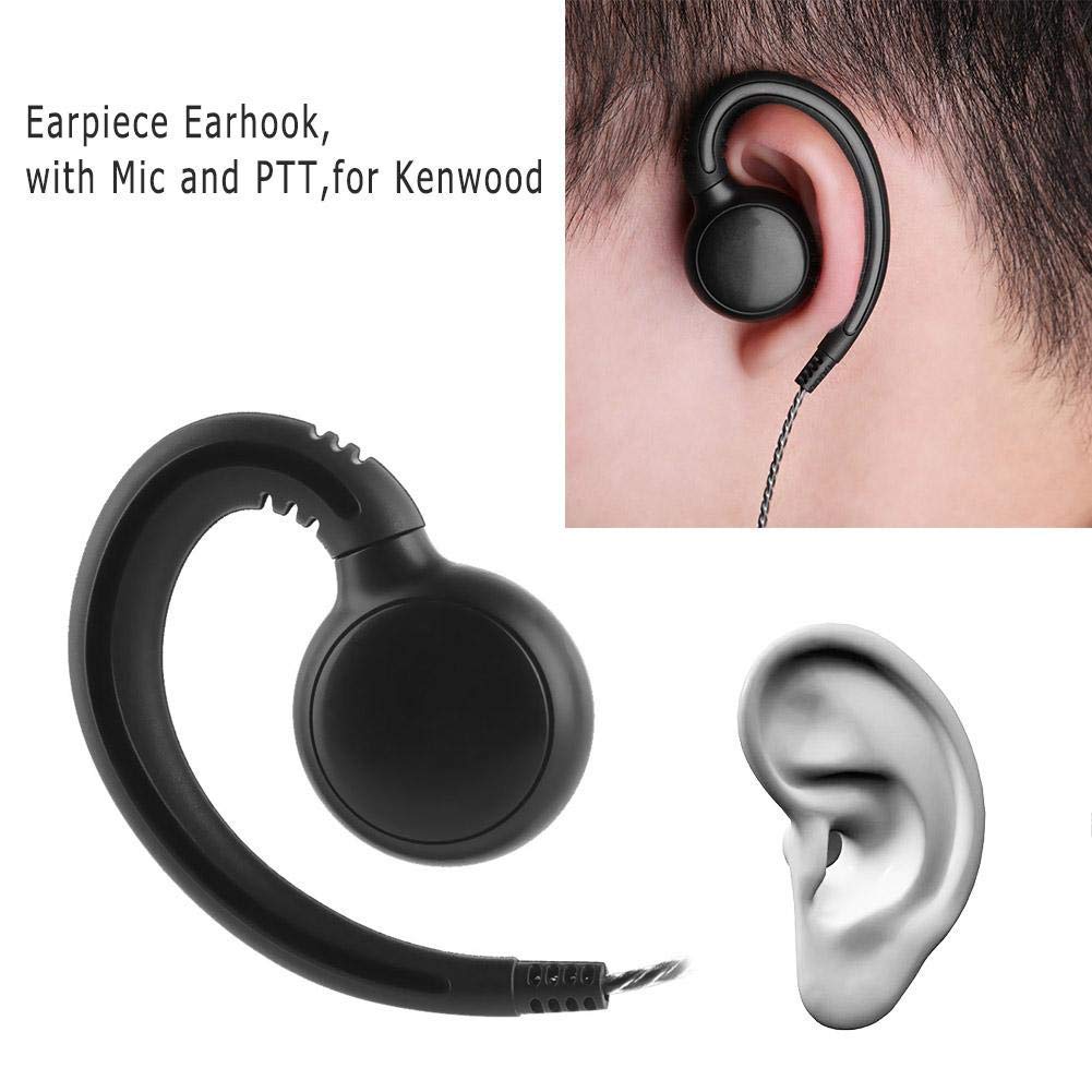 VisionRabbit Swivel Earpiece Earhook with Microphone & PTT Button - Compatible with Kenwood 2-Way Radios - Hands-Free Communication for Security, Construction & Outdoor Activities