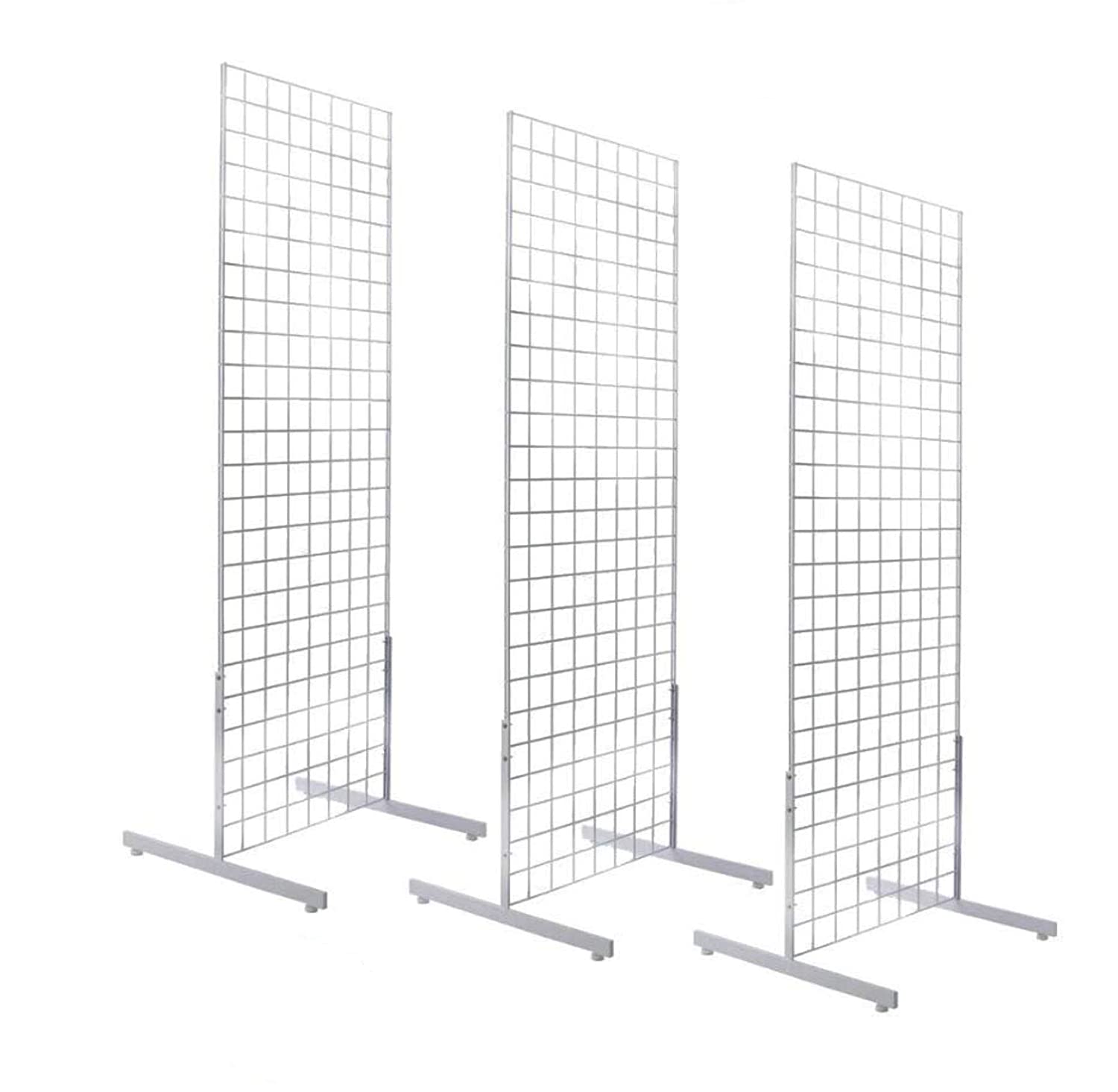 2' x 6' Gridwall Panel Tower with T-Legs - Heavy Duty Floor Standing Display Kit (Set of 3) - Perfect for Retail Stores, Trade Shows, and Boutique Displays