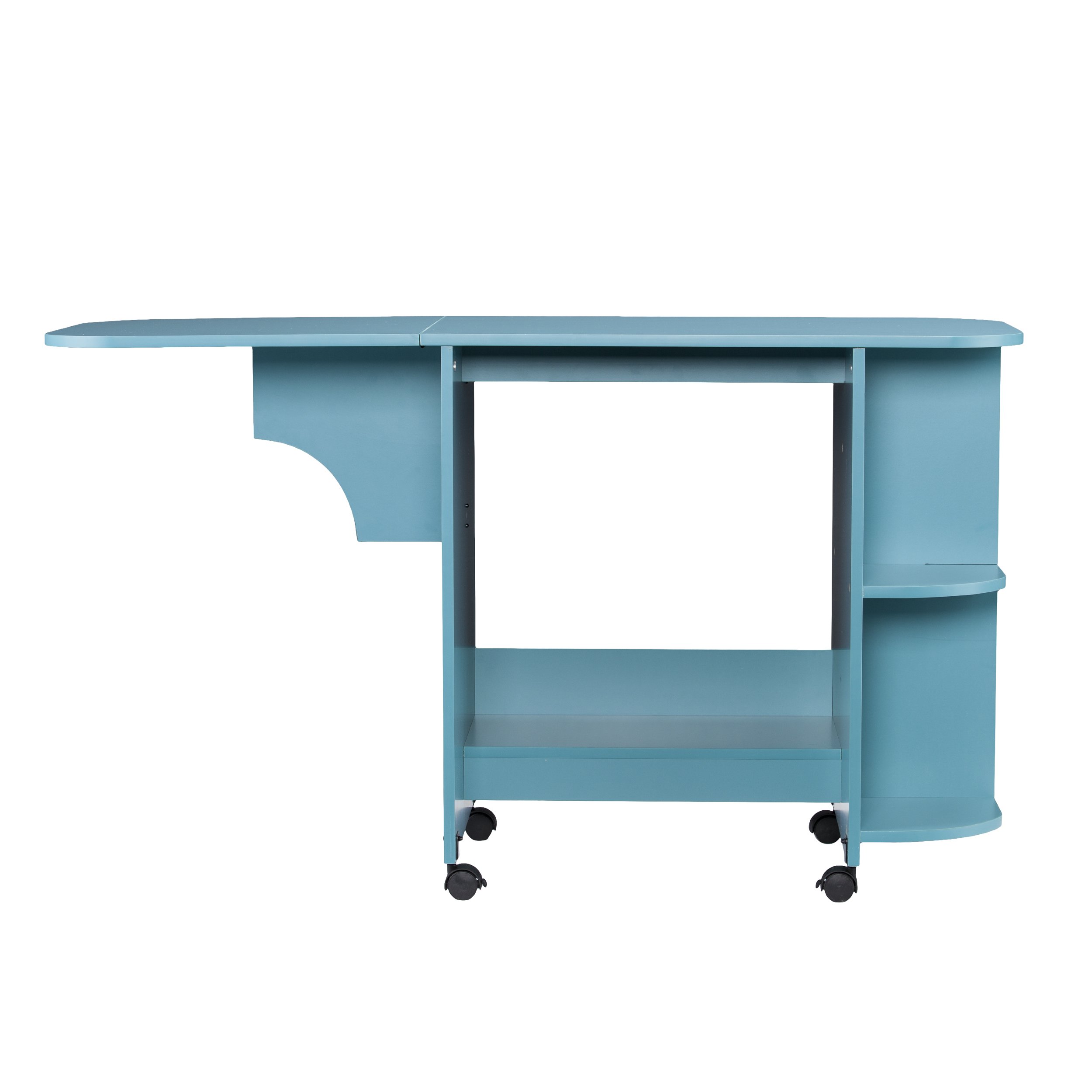 SEI Furniture Eaton Expandable Rolling Craft Station Sewing Table with Storage - Blue | Mobile Crafting & Sewing Table for Hobbyists, Quilters & DIY Projects | Perfect for Small Spaces & Home Studios