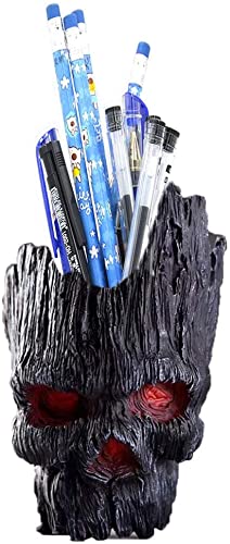 Creative Skull Flower Pot - Unique Treeman Pen Holder & Green Plant Planter for Garden Decor (Black) | Perfect for Home Office, Desk Decor & Outdoor Garden Gifts