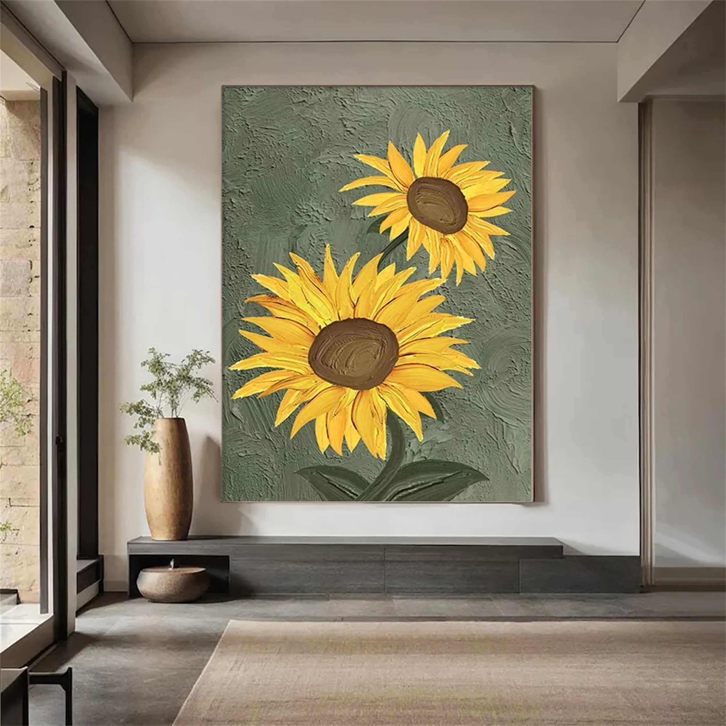 Flower and Tree Painting #FT 088 - Handmade Canvas Wall Art for Home Decor, Living Room, Bedroom & Office