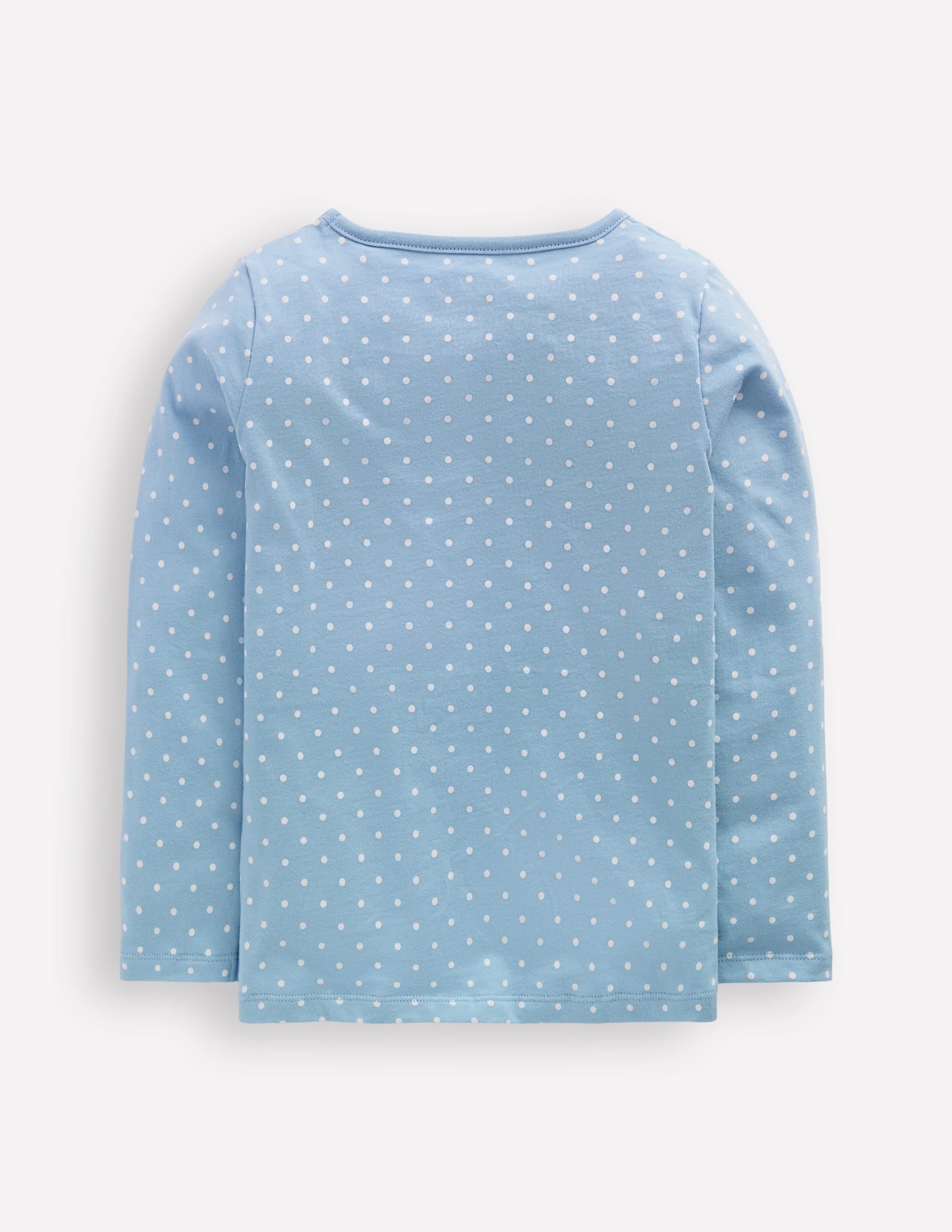 Ari Long Sleeve Boucle T-Shirt for Women - Soft Glacier Blue with Spot Pattern - Easter Outfit & Spring Fashion Top for Casual Wear, Office, and Holiday Parties