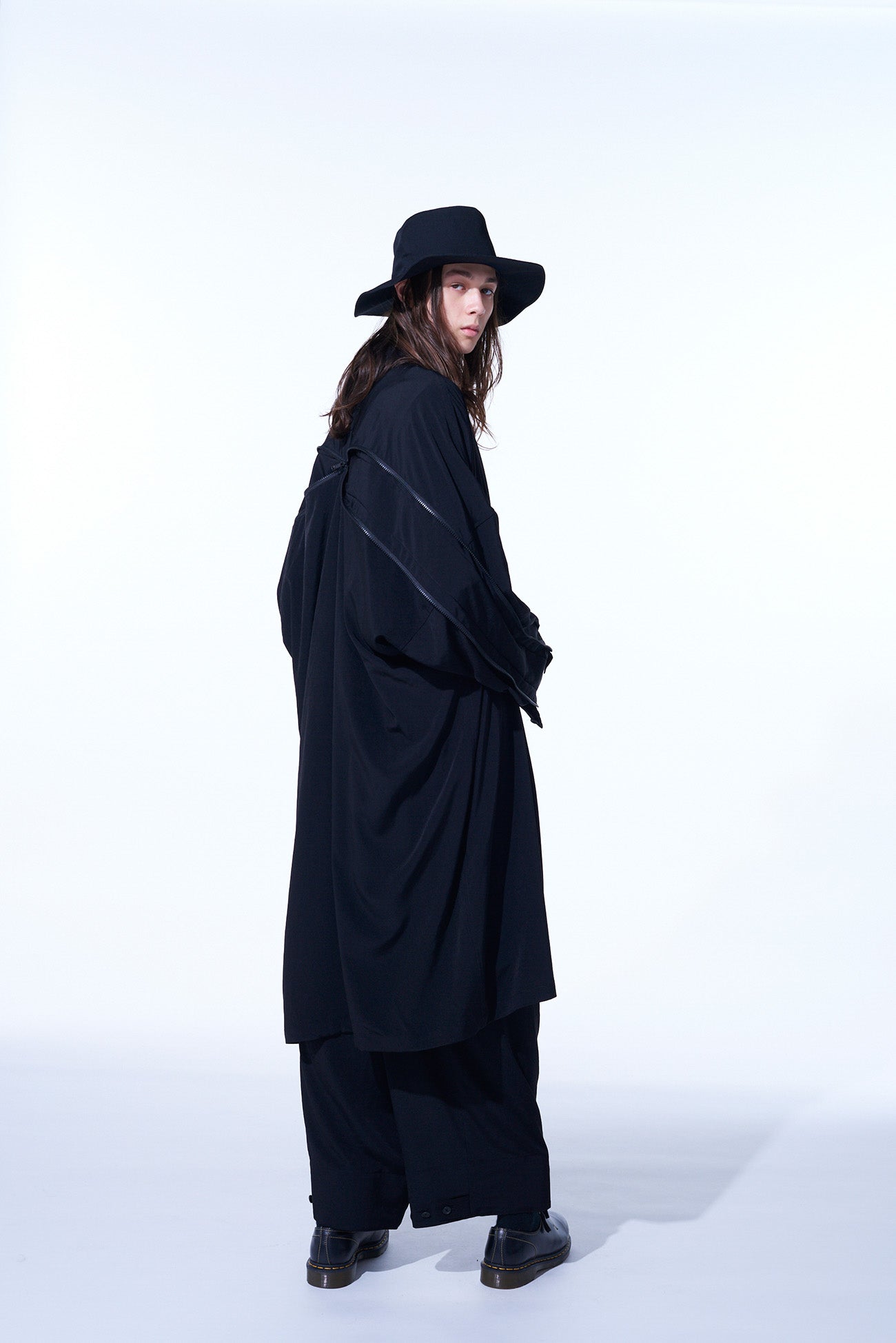 Elegant Crepe de Chine Back Yoke Zip Coat for Women – Perfect for Office Wear, Evening Outfits & Fall Layering