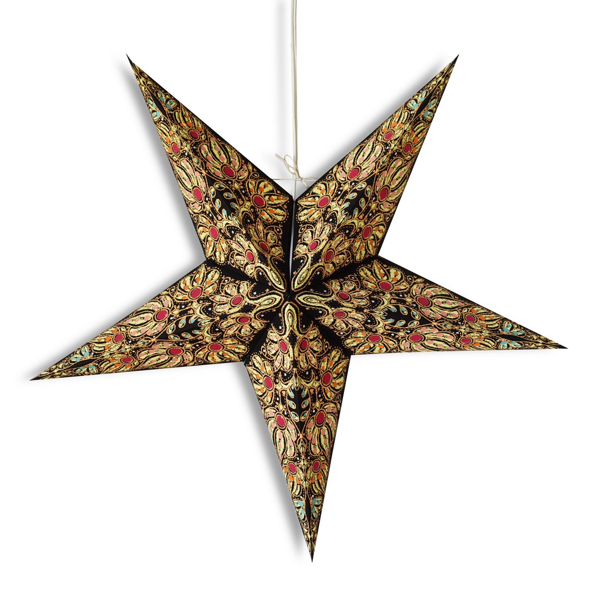 24 Pack Black & Gold Marine Paper Star Lanterns - Hanging Wedding Party Decorations for Indoor/Outdoor Events, Beach Weddings & Tropical Themed Parties