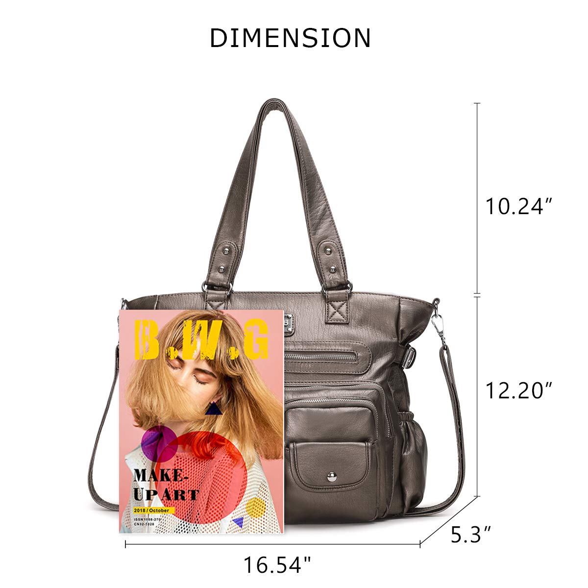 KL928 Large Vegan Leather Tote Bag for Women - Stylish Shoulder Handbag & Hobo Purse - Perfect for Work, Travel & Everyday Use