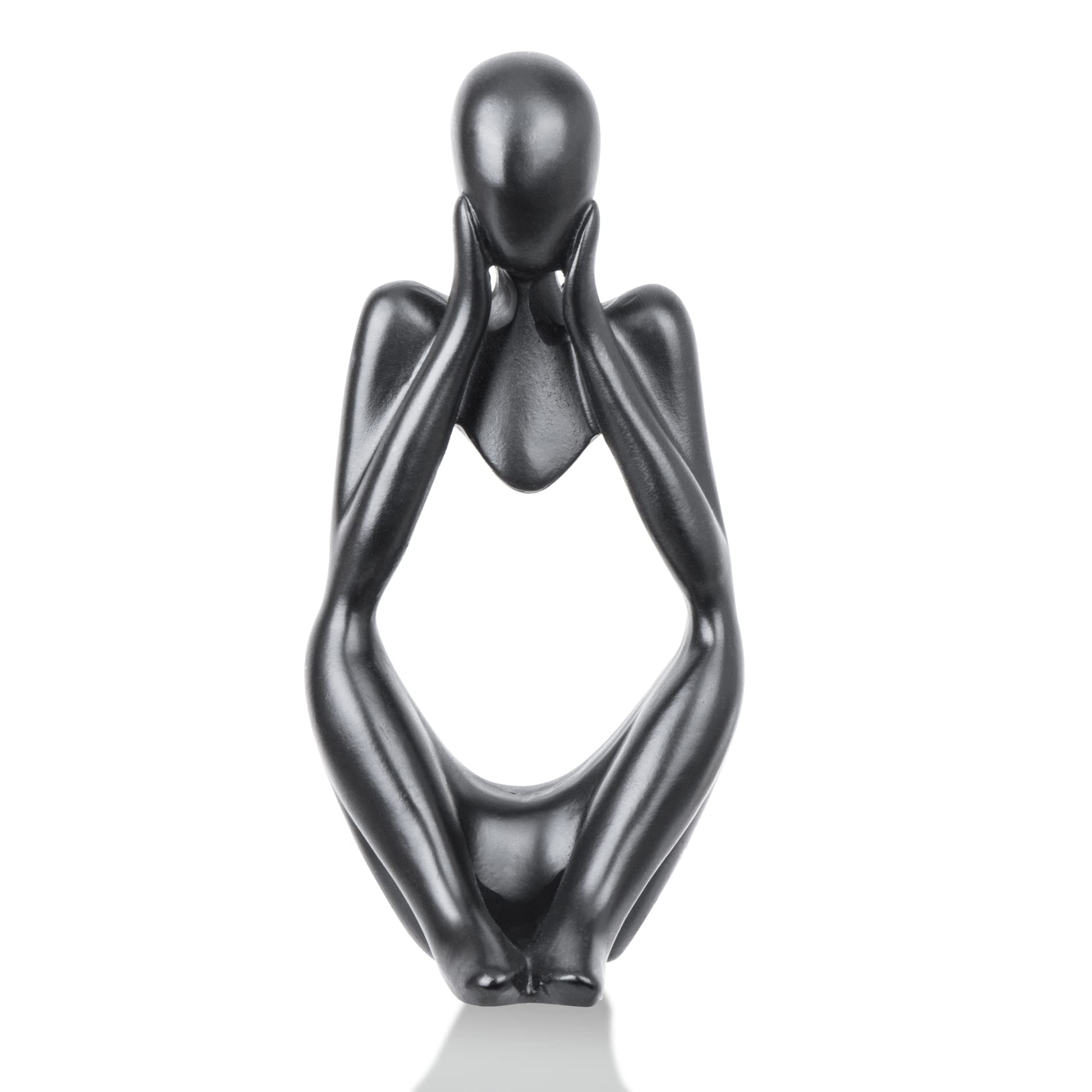 Freontus Black Thinker Statue - Premium Resin Sculpture for Desk & Home Decor | Modern Office & Living Room Accent | Unique Holiday Gift Idea for Focus & Inspiration | Perfect for Meditation Spaces, Study Rooms & Corporate Gifts